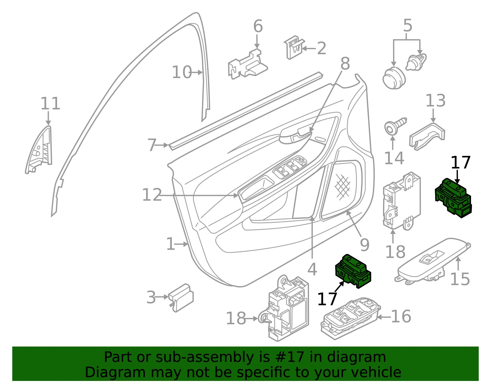 Lock Switch - Passenger Side (RH) - Volvo (31376499) - view 2