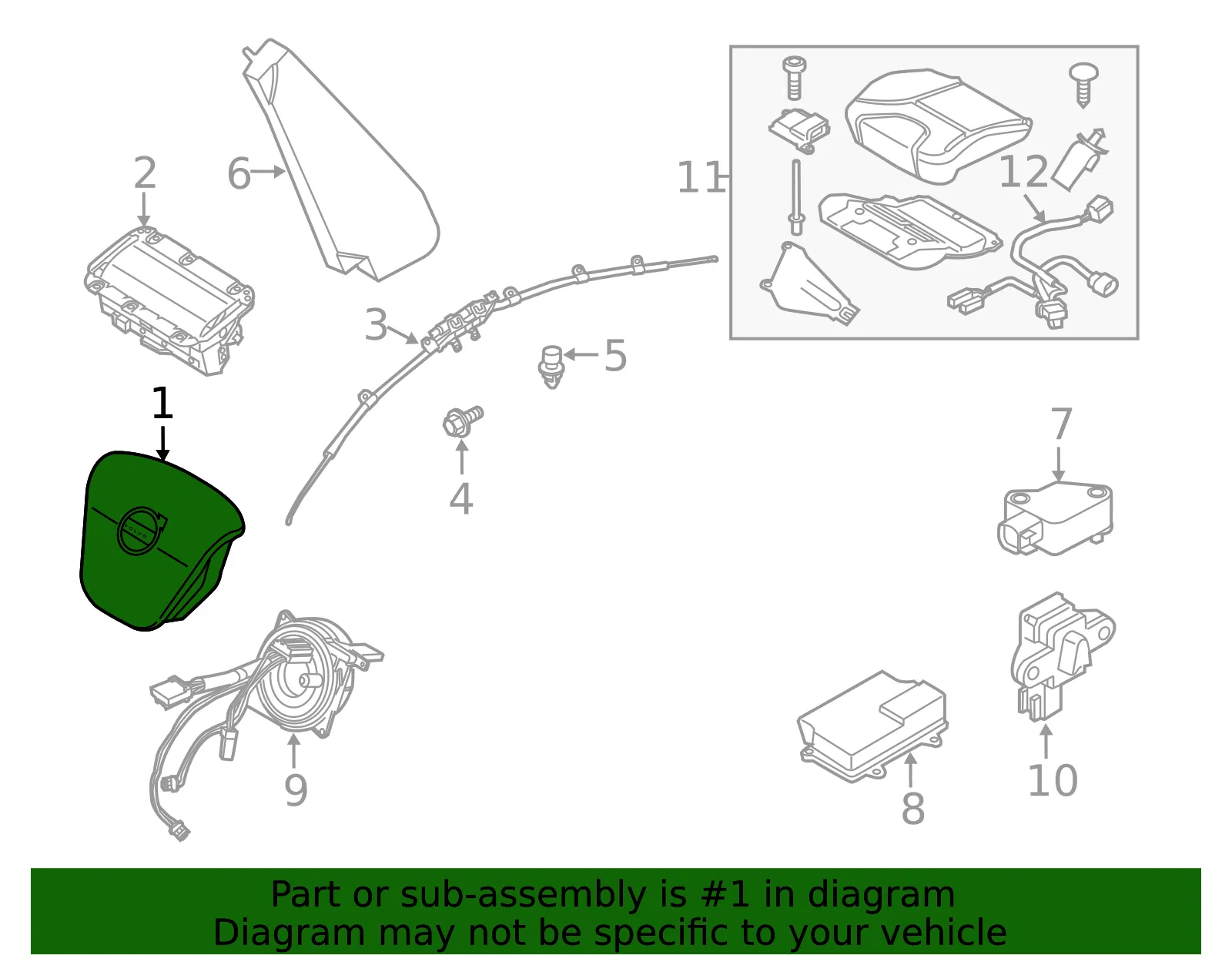 Driver Inflator Module - Volvo (31389510) - view 2