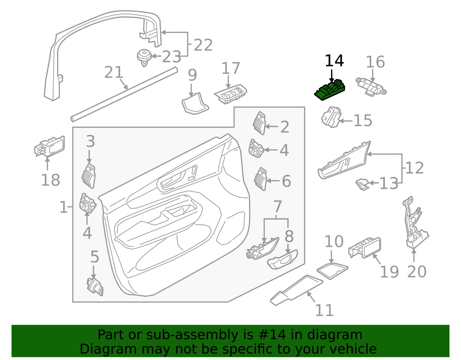 Window Switch - Driver's Side (LH) - Volvo (31433406) - view 2