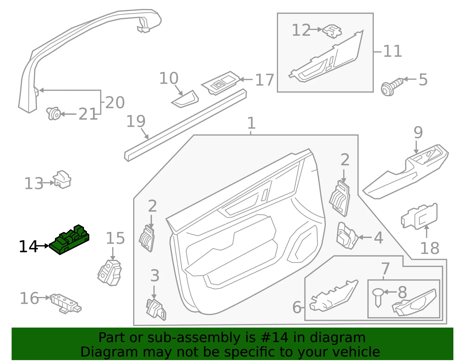 Window Switch - Driver's Side (LH) - Volvo (31433407) - view 2
