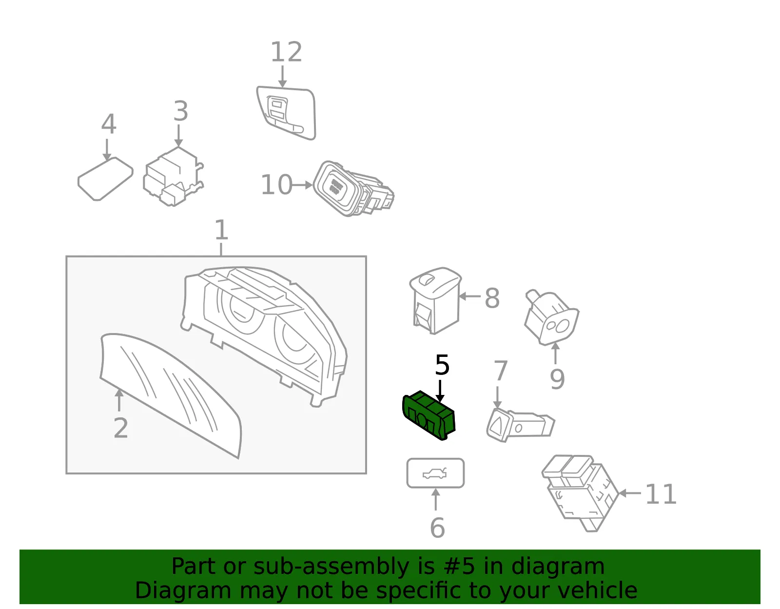 Headlamp Switch - Volvo (31443838) - view 2