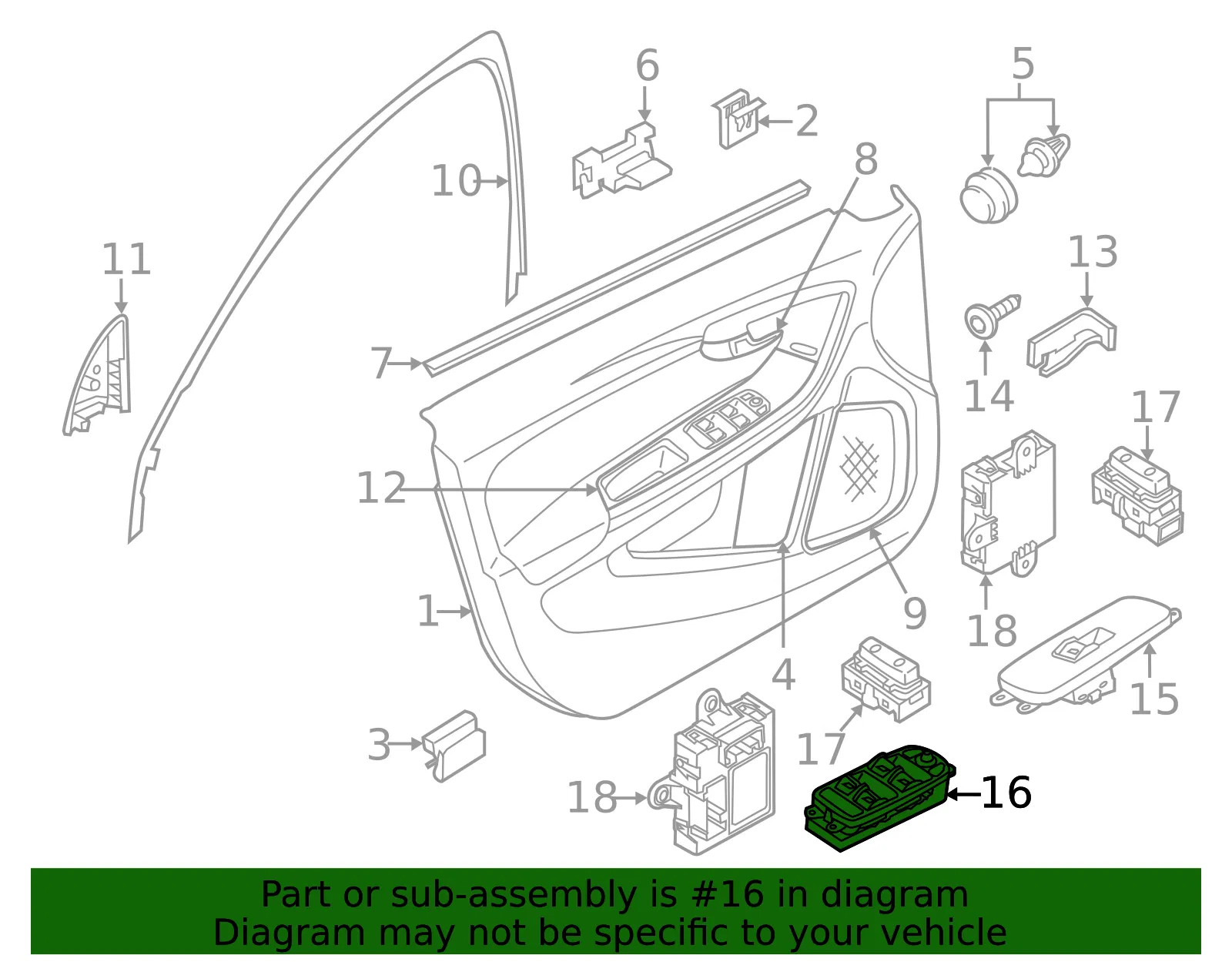 Window Switch - Driver's Side (LH) - Volvo (31453266) - view 3