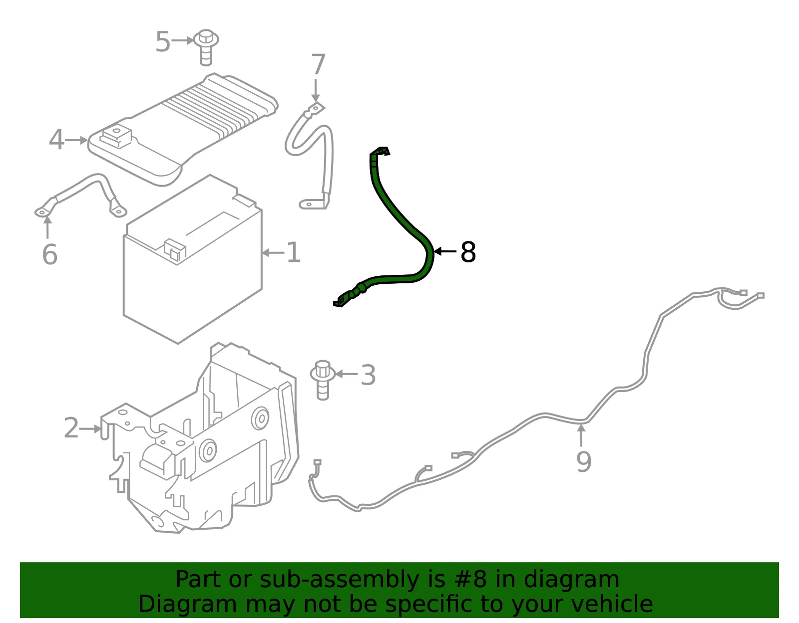 Battery Cable - Volvo (31687188) - view 2