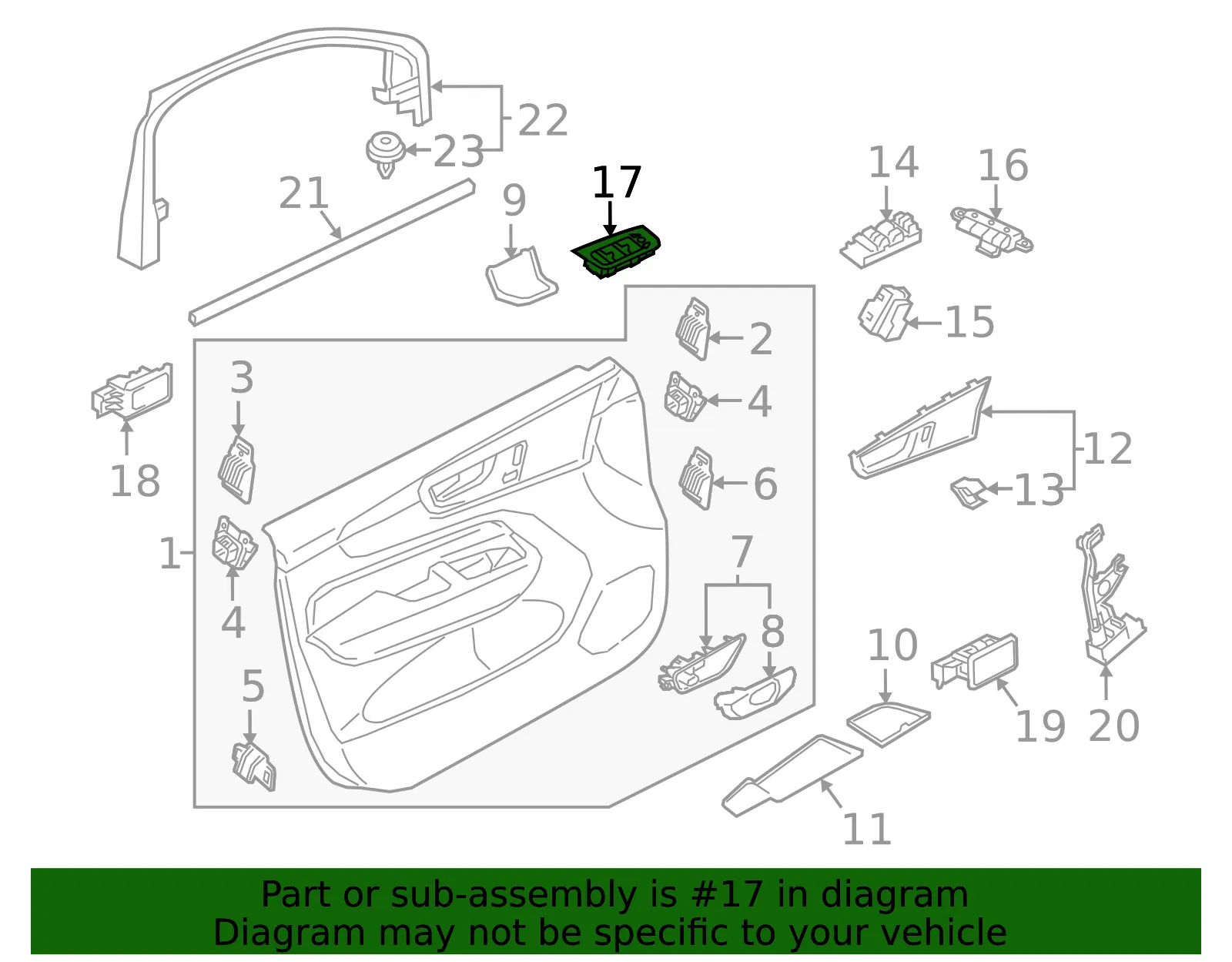 Door Window Switch Bezel - Volvo (32262215) - view 2