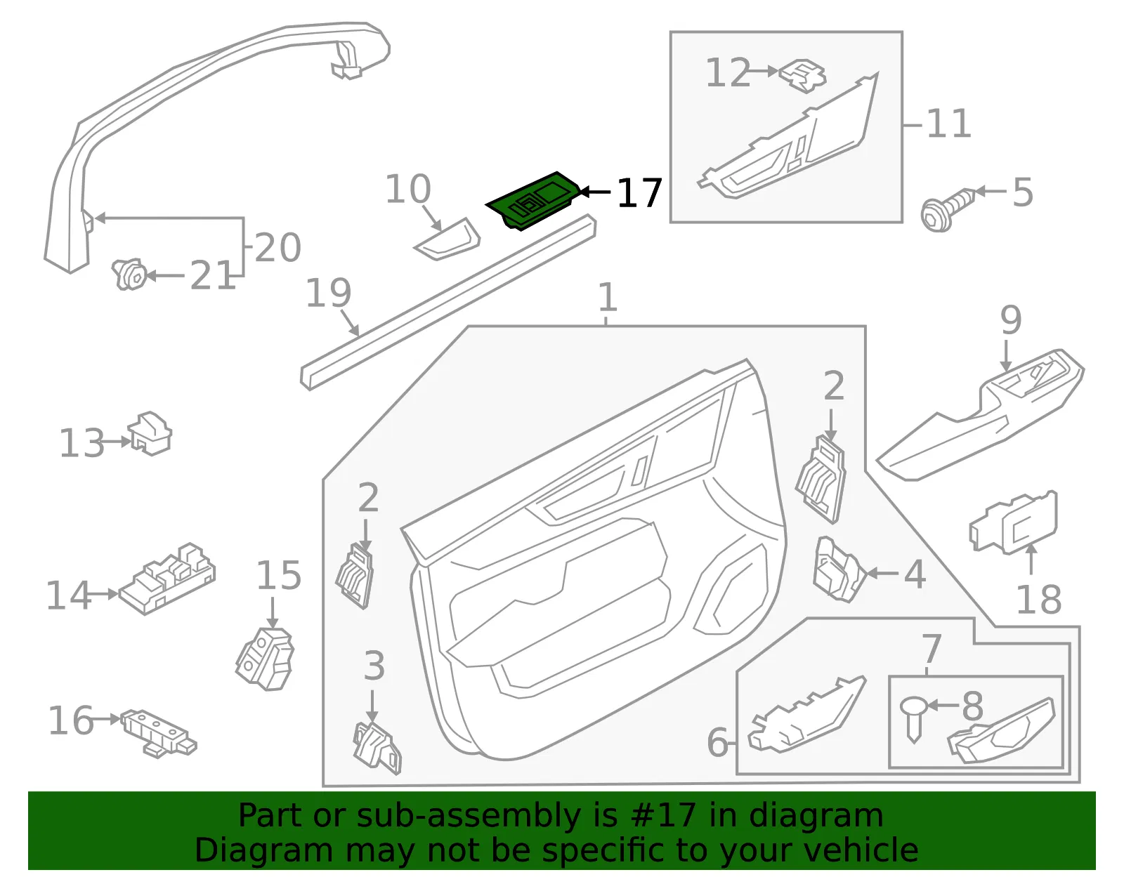 Door Window Switch Bezel - Volvo (32262218) - view 2