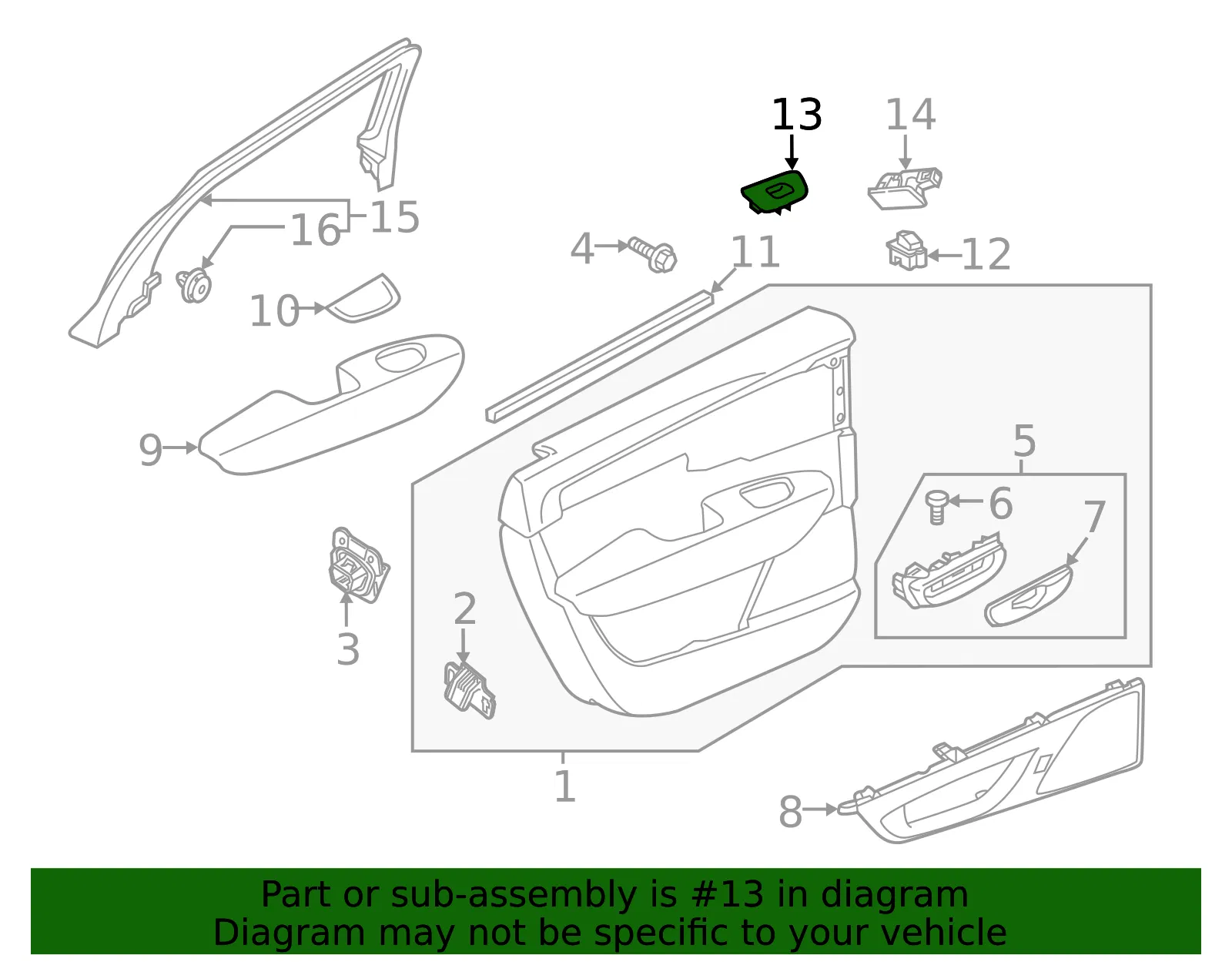 Door Window Switch Bezel - Volvo (32262222) - view 2