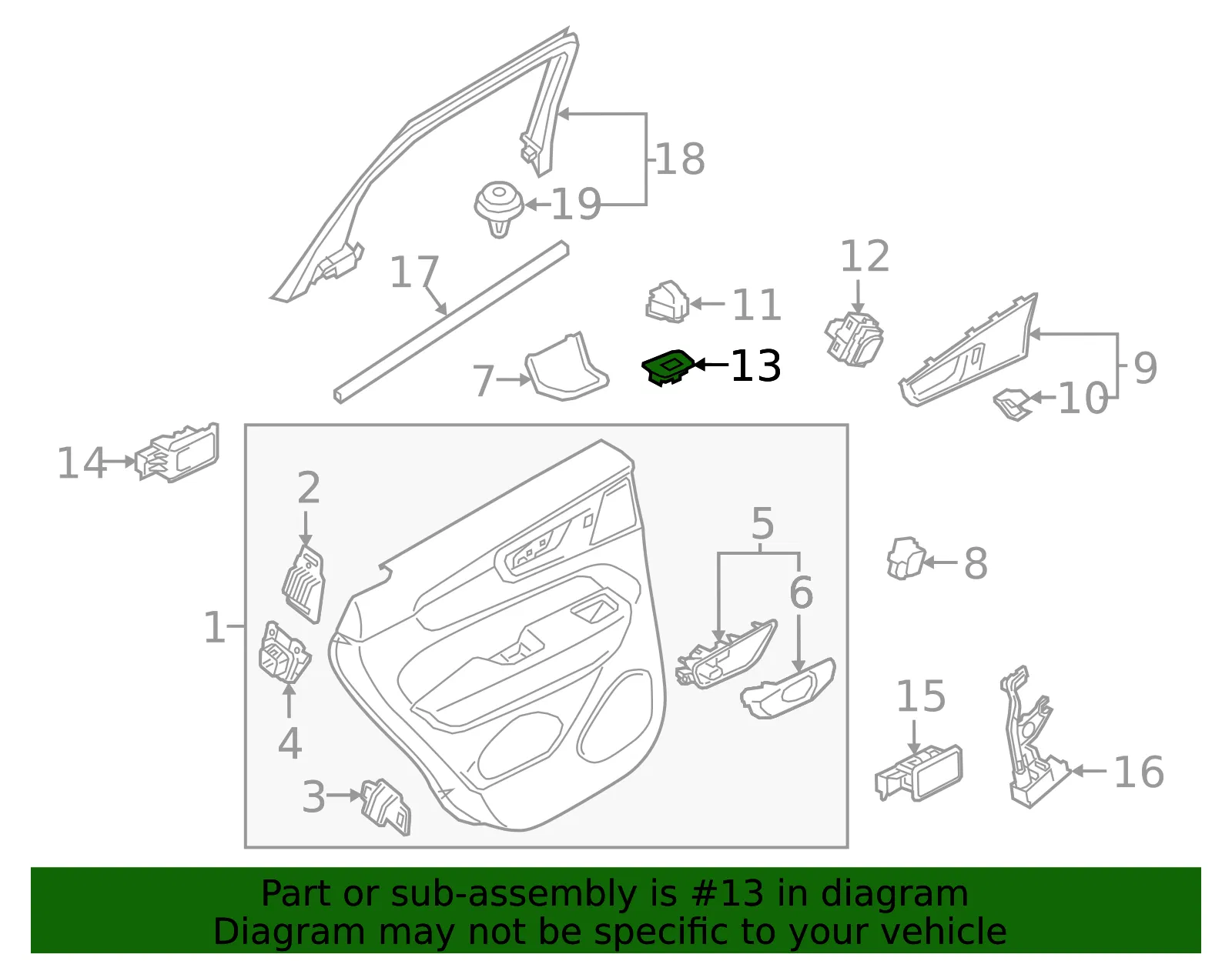 Door Window Switch Bezel - Volvo (32262225) - view 2