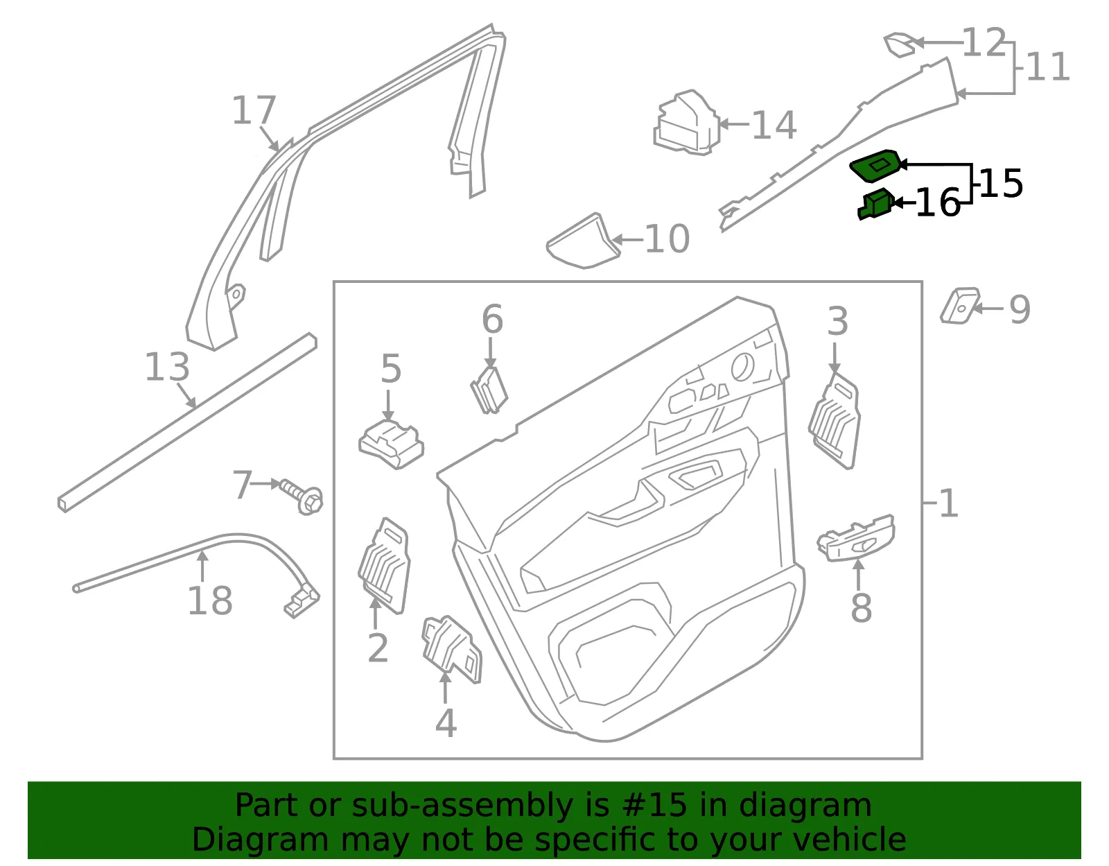 Door Switch Trim Panel - Volvo (32321005) - view 2