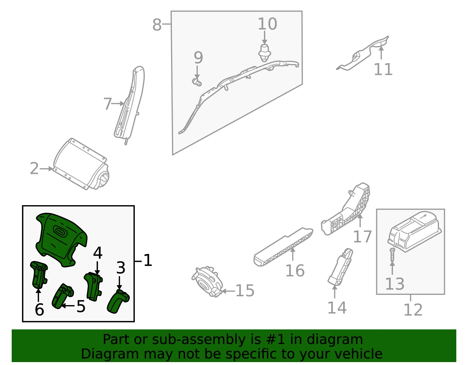 Driver Inflator Module - Volvo (32332145) - view 2
