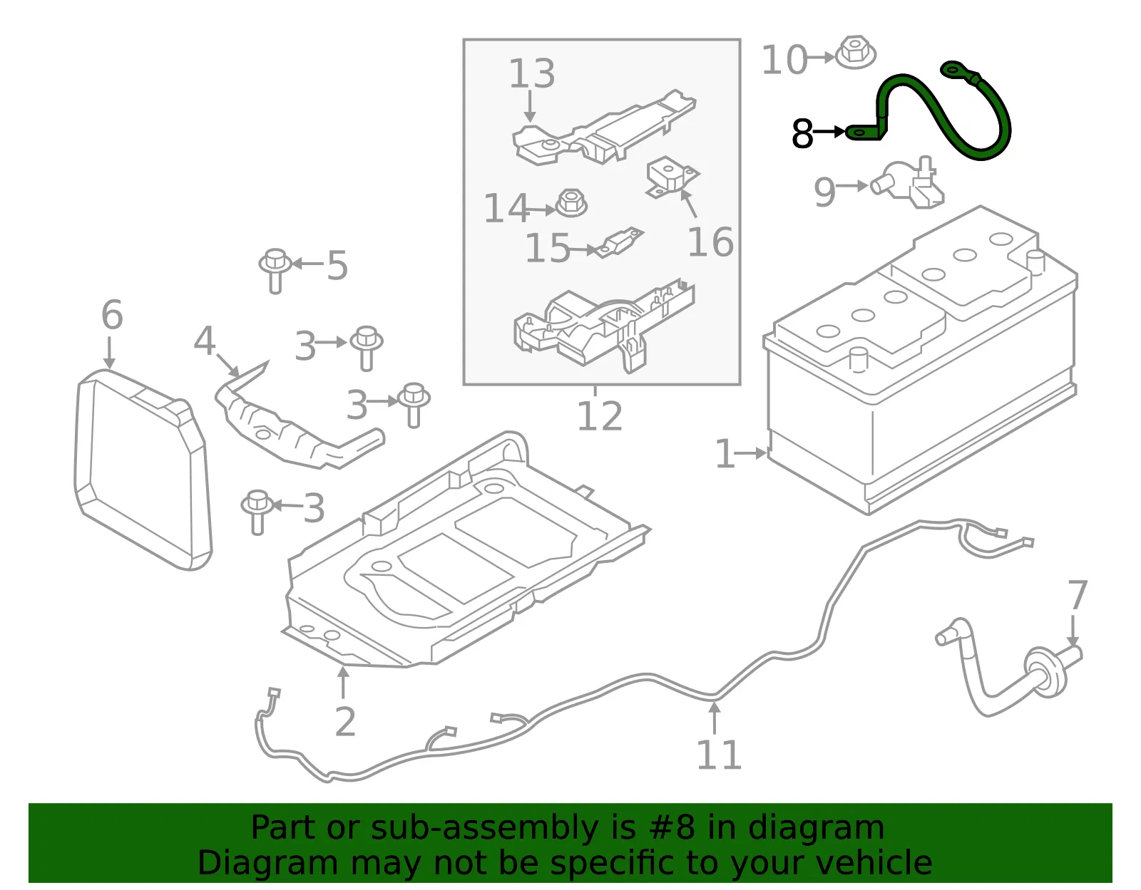 Battery Ground Strap - Volvo (32359640) - view 2
