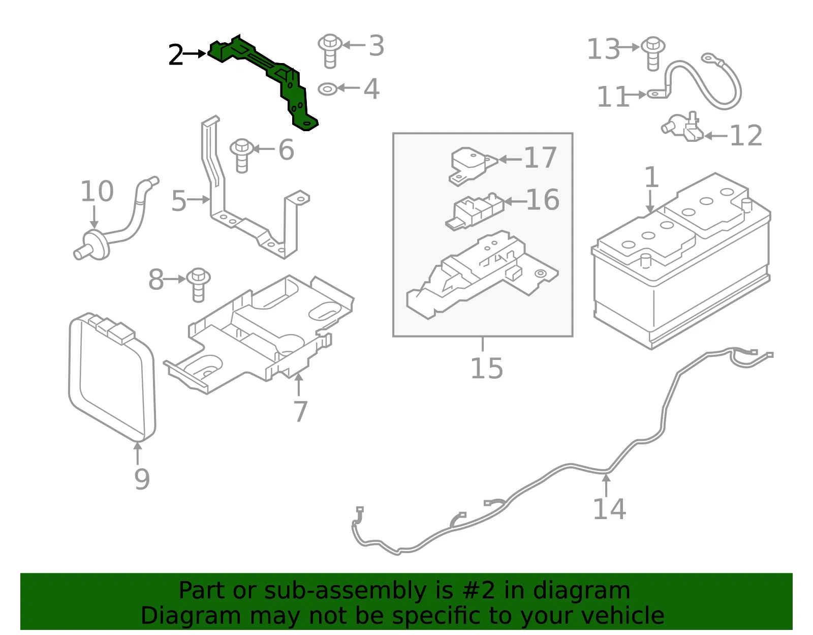 Battery Hold Down - Volvo (32392954) - view 2