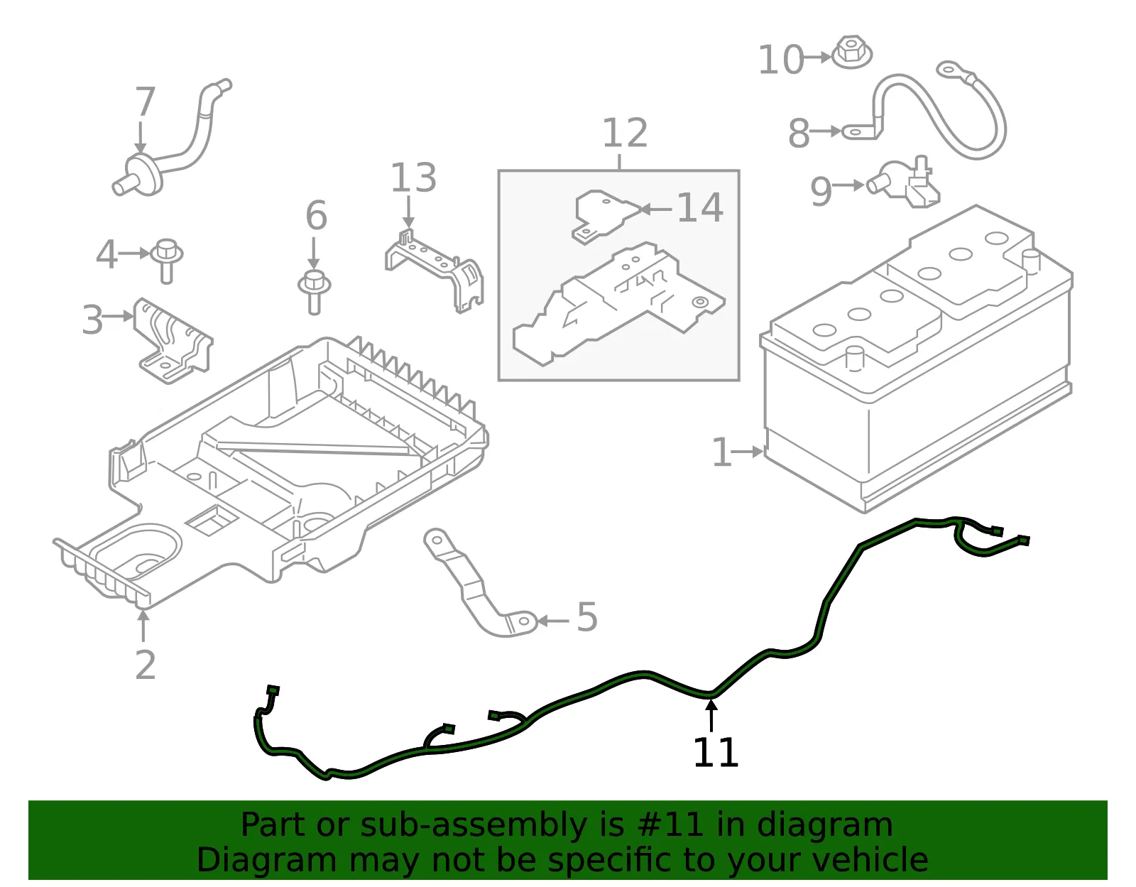 Battery Cable - Volvo (32400989) - view 2