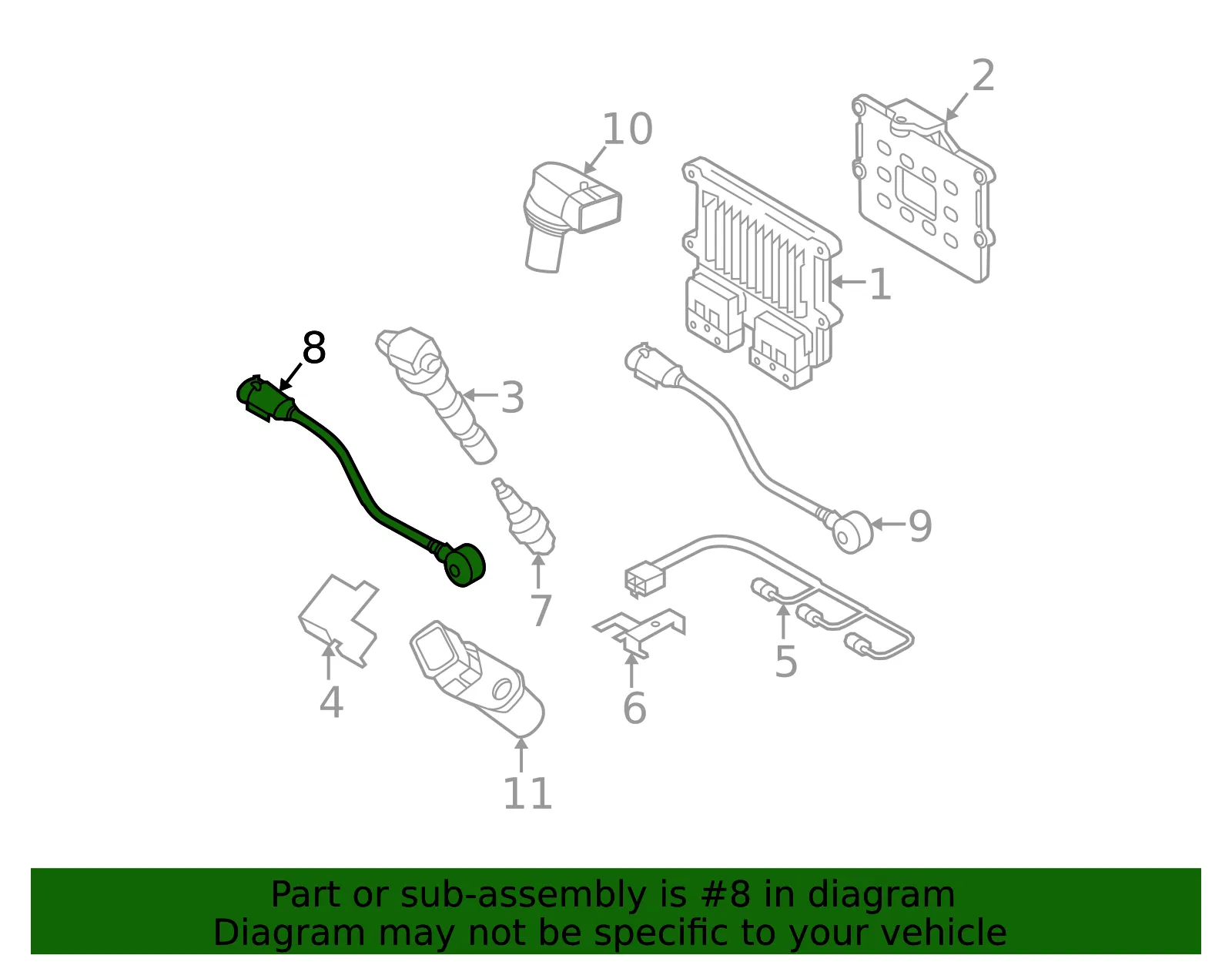 Knock Sensor - Passenger Side (RH) - Kia (39320-3C600) - view 2