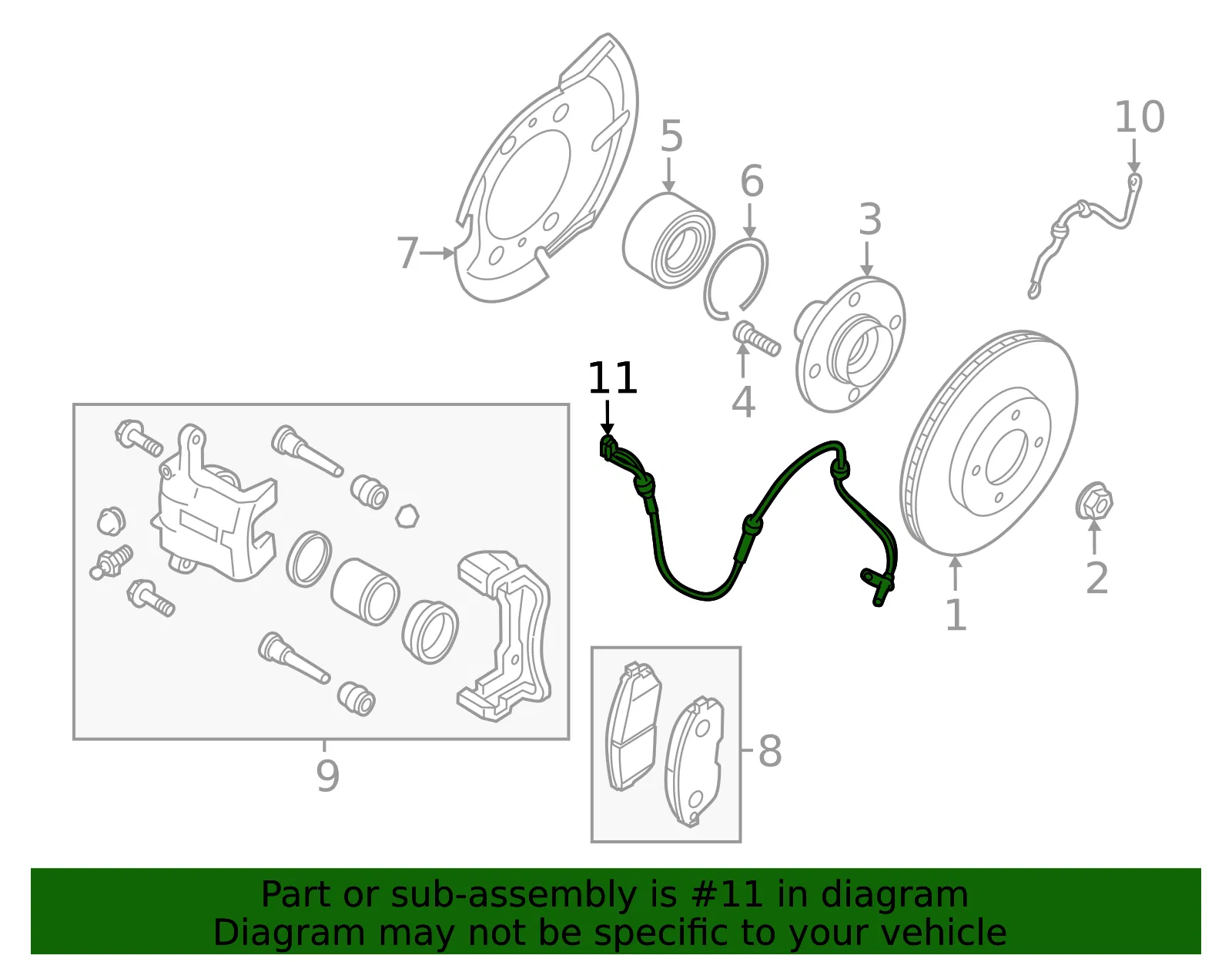 Sensor Assembly-Anti Skid, Front Left-hand - Nissan (47911-7LA1A) - view 2