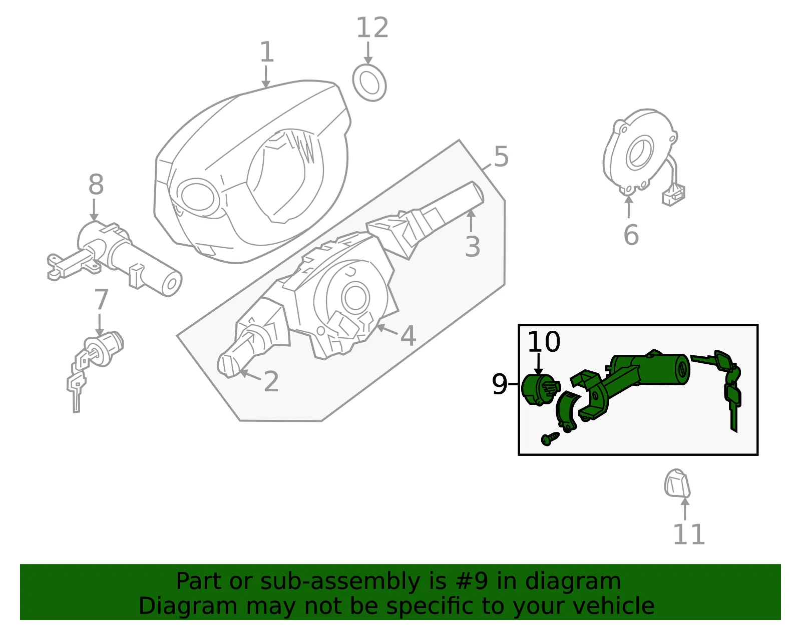 Ignition Lock Assembly - Nissan (48700-ZS00A) - view 2