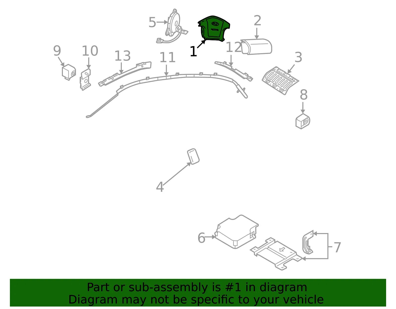 Driver Inflator Module - Kia (56900-3F950VA) - view 2