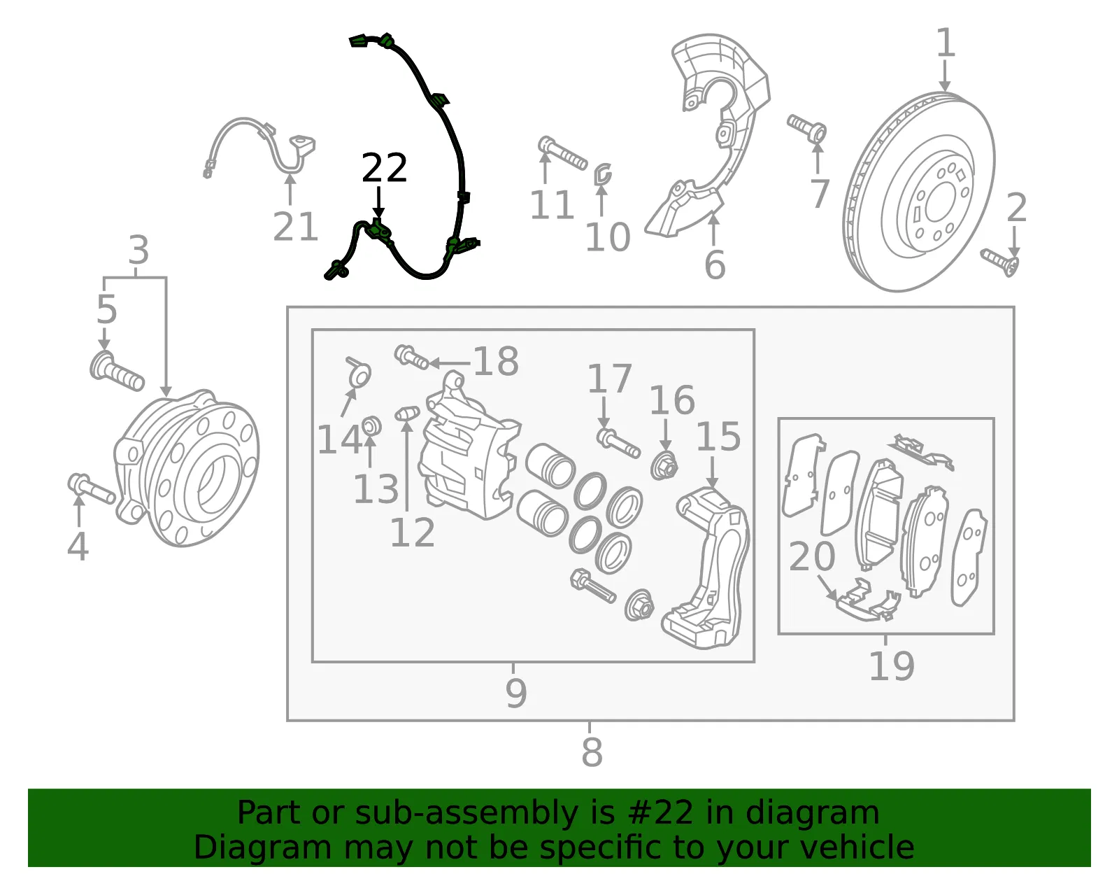 Front Speed Sensor - Kia (58940-P2100) - view 2