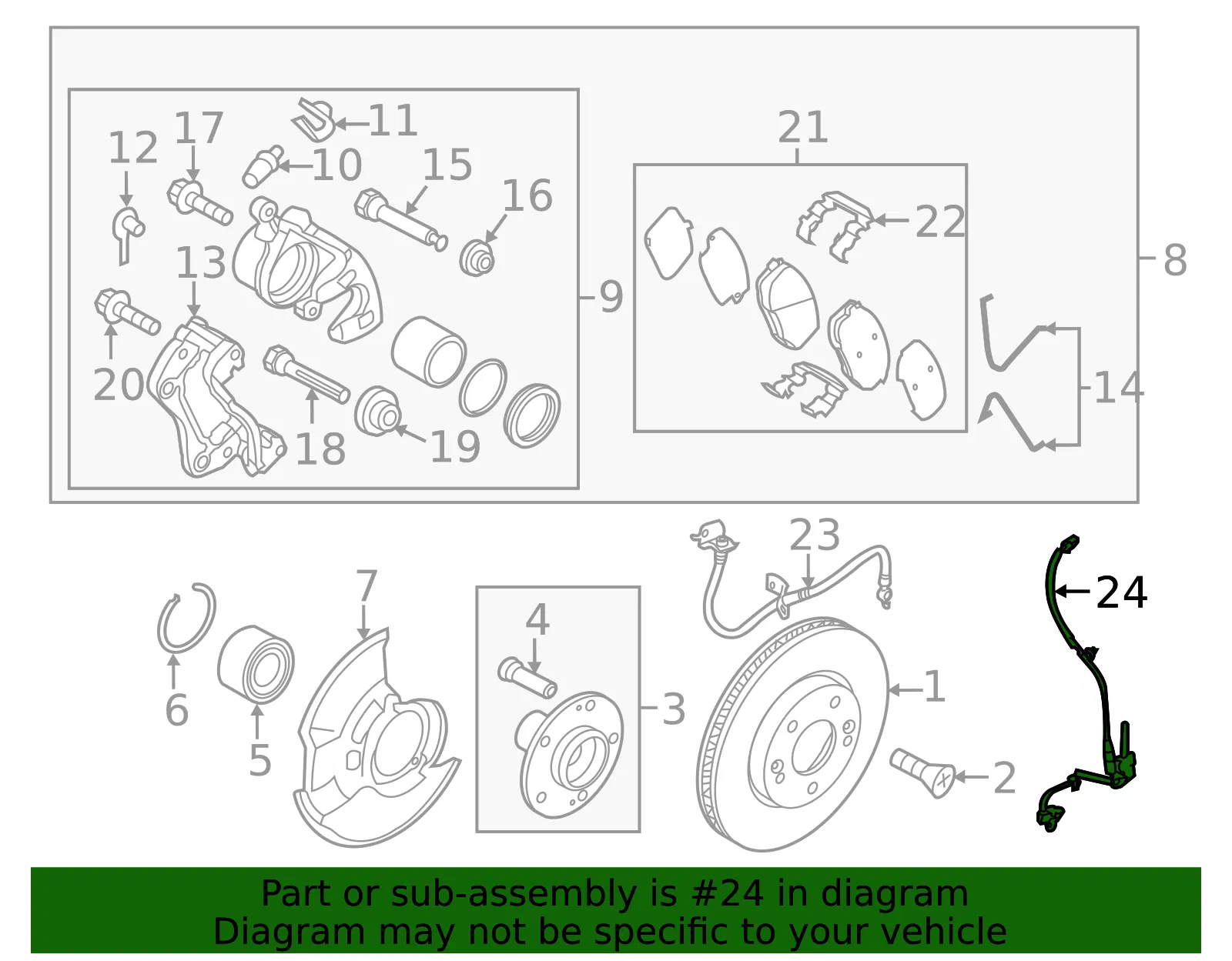 Front Speed Sensor - Kia (59830-H5000) - view 2