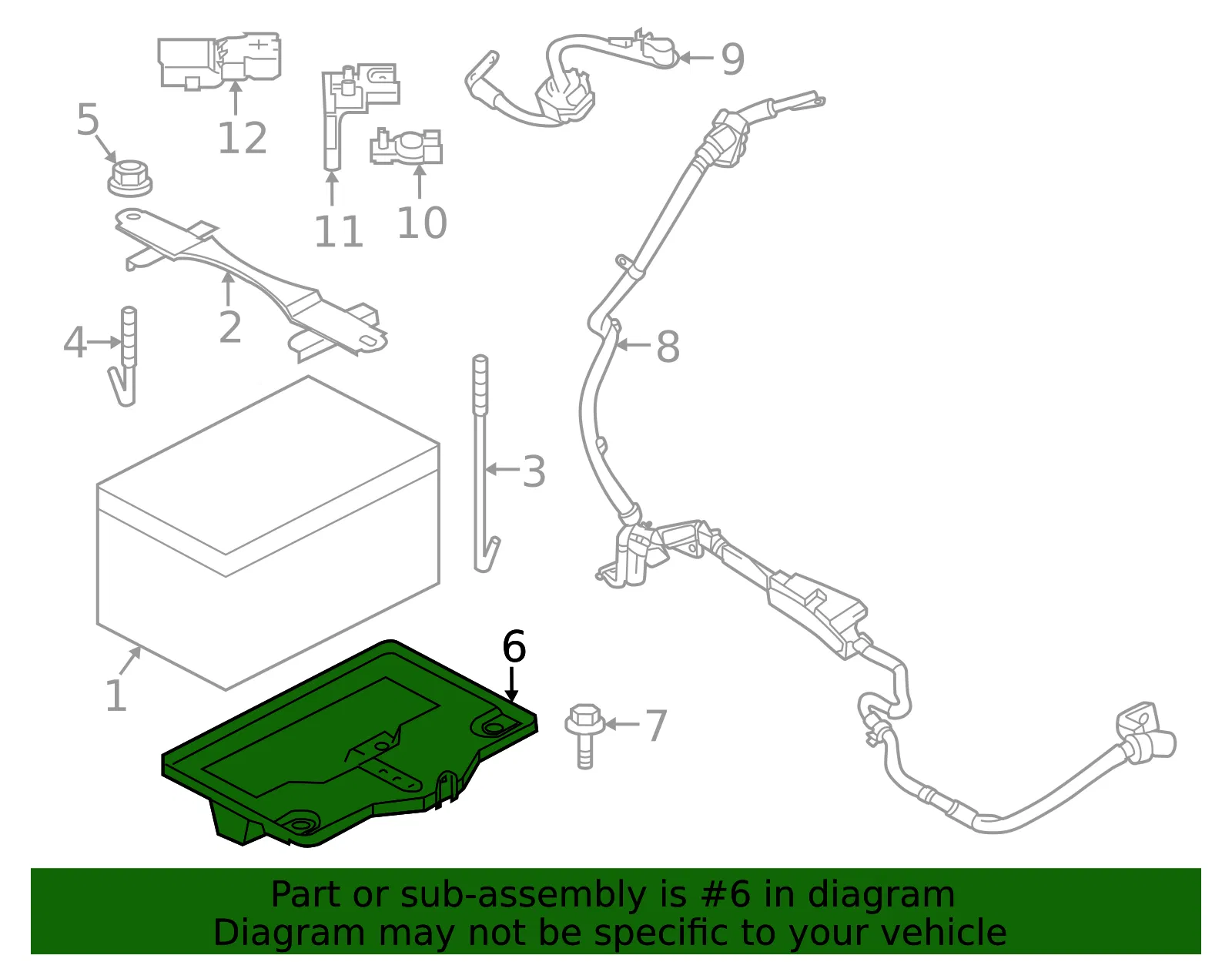 Battery Mounting Bracket - Nissan (64866-6GP0A) - view 2