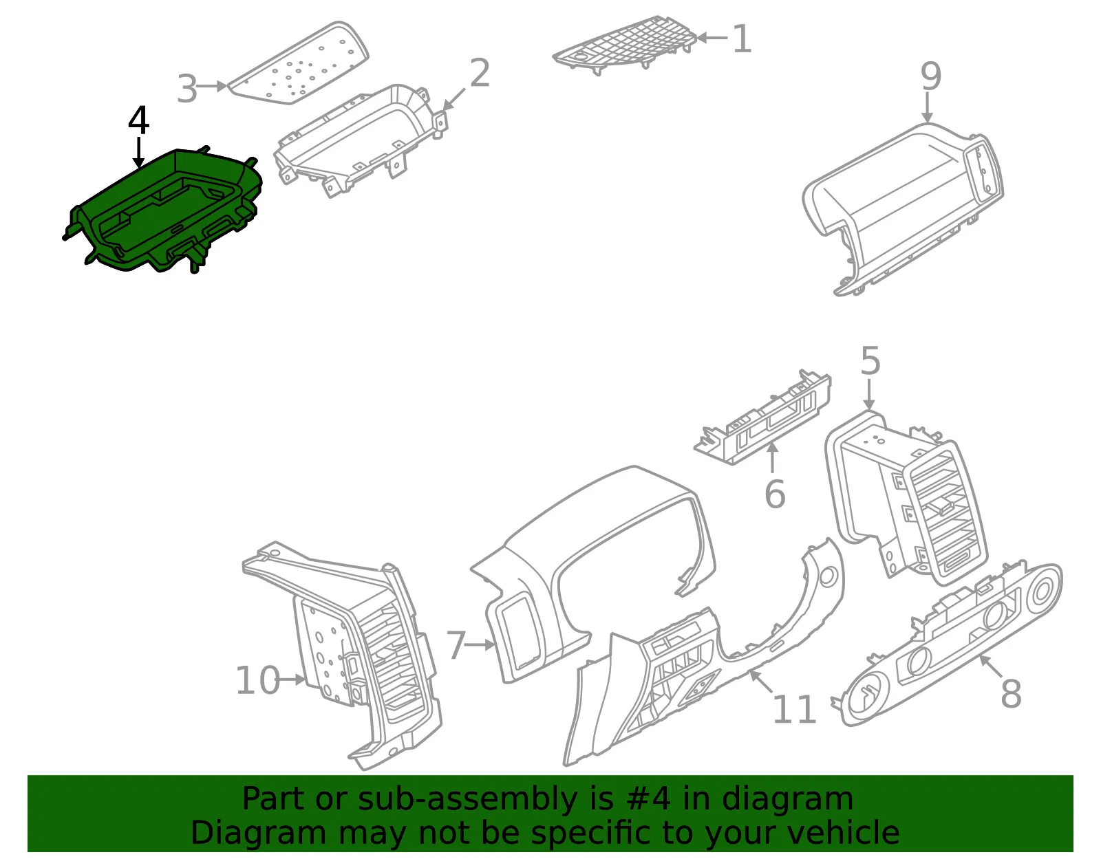 Cluster Tray - Nissan (68252-9BU0A) - view 2