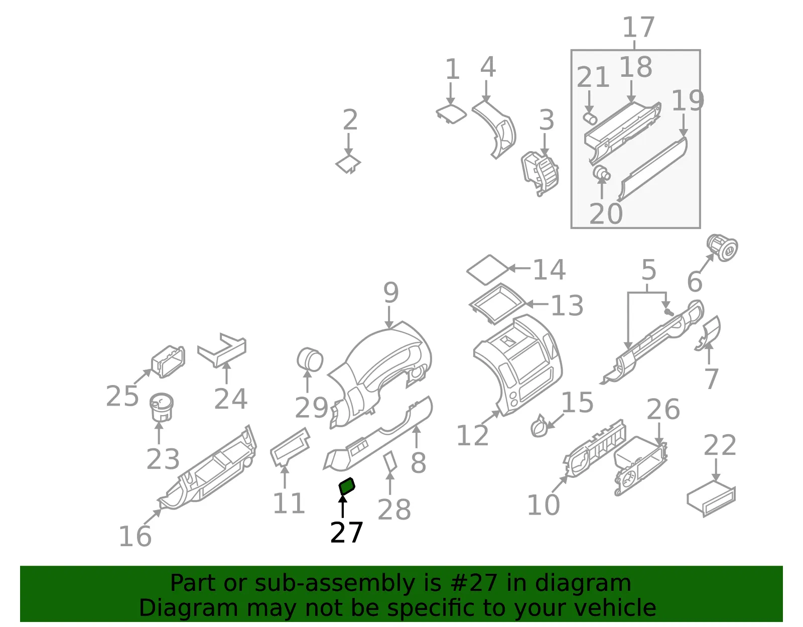 Switch Panel Hole Cover - Nissan (68491-EA00A) - view 2