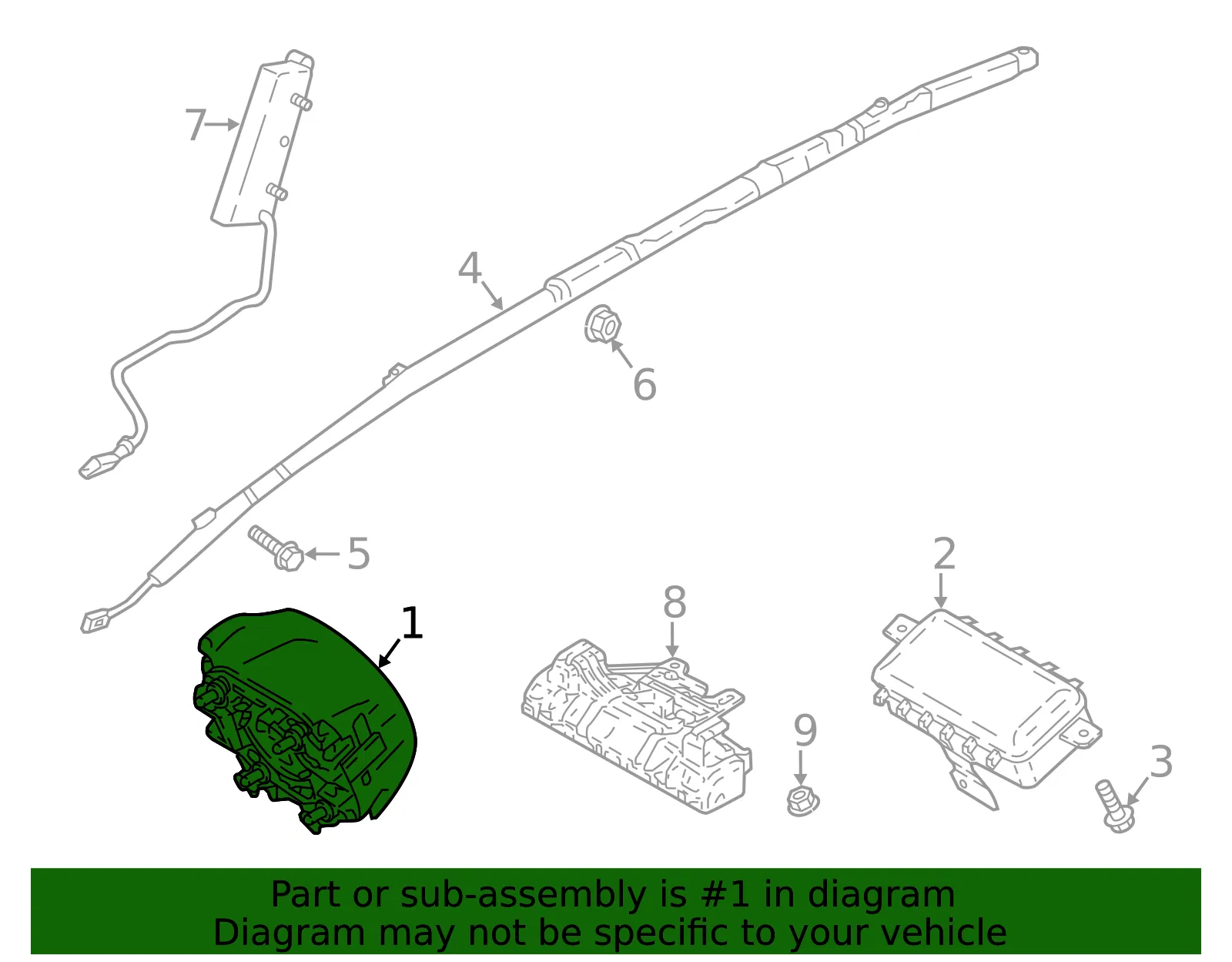 Driver Inflator Module - Kia (80100-J5700WK) - view 2