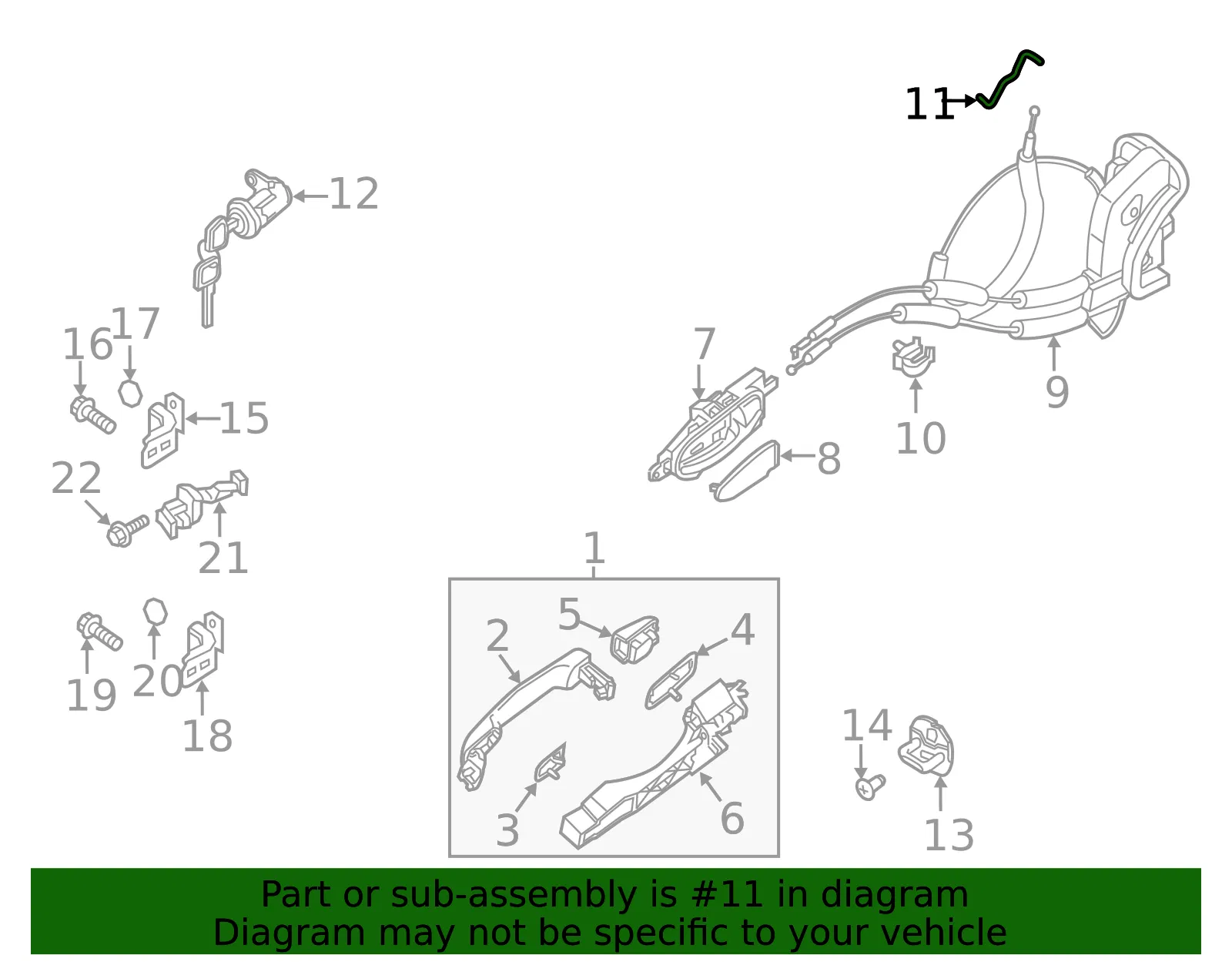Left Key Lock Rod - Nissan (80515-1PA0A) - view 2