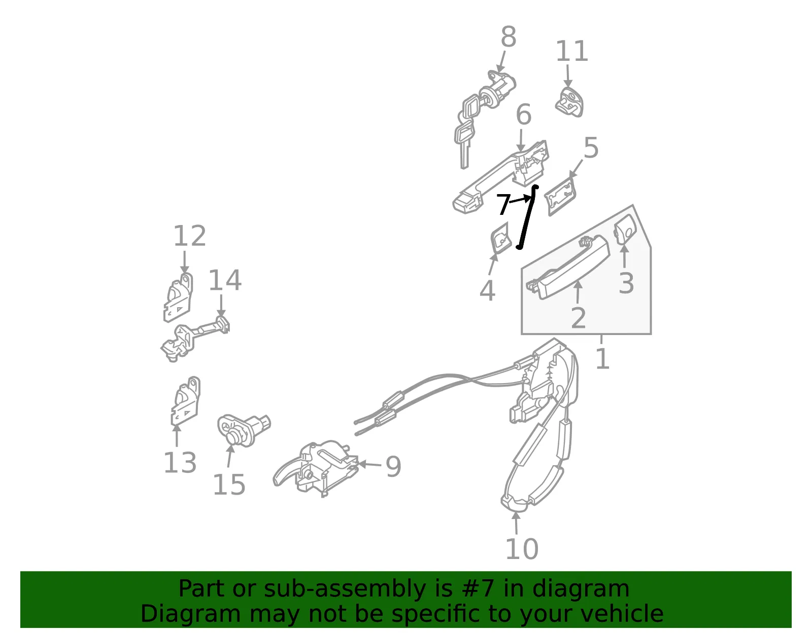 Left Key Lock Rod - Nissan (80515-EA000) - view 2