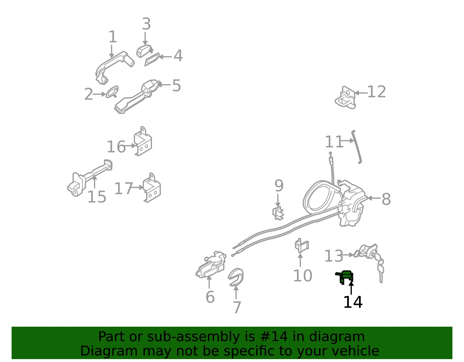 Door Lock Switch Assembly, Left - Nissan (80603-EL00A) - view 2