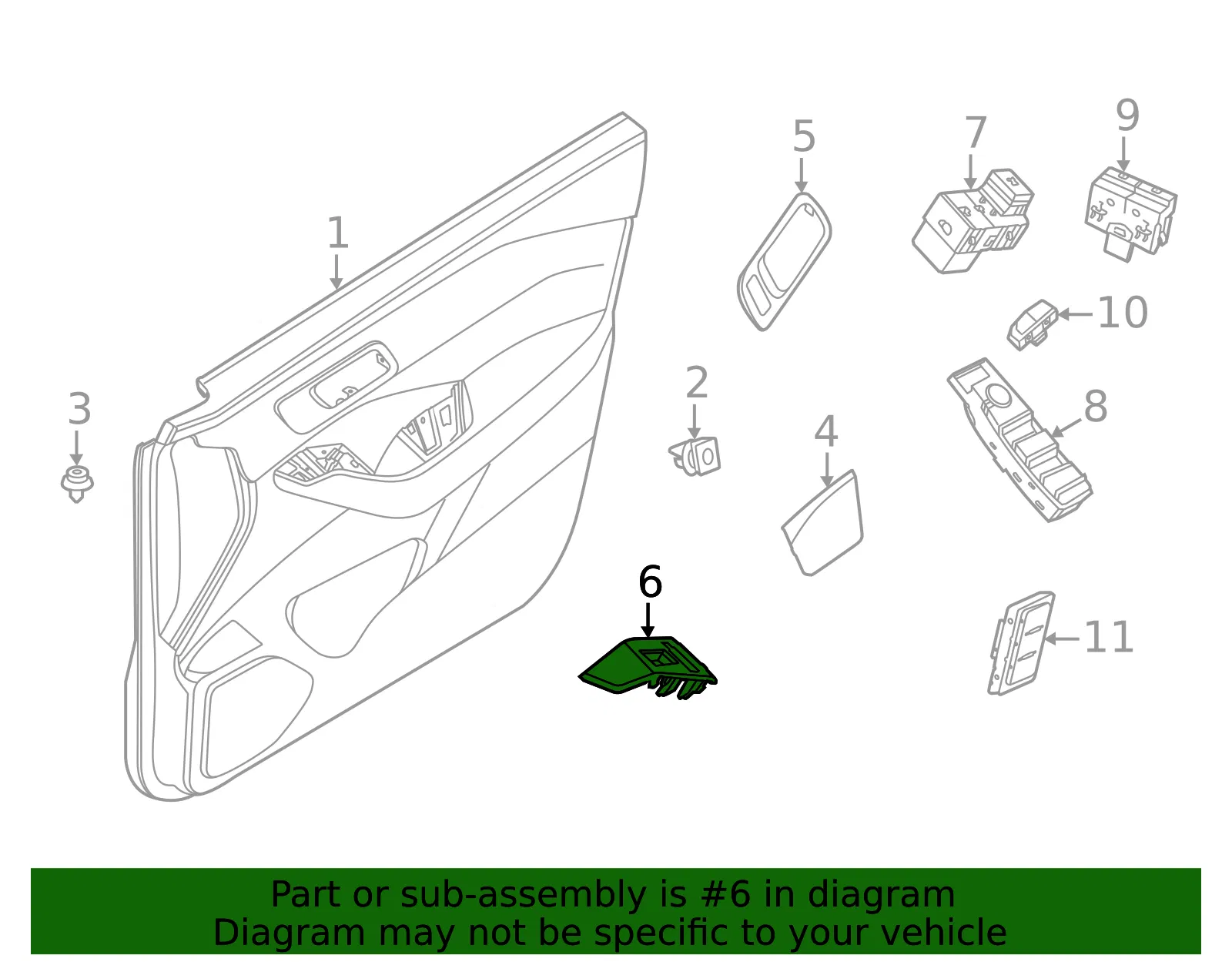 Door Switch Trim Panel - Nissan (80961-6RR2A) - view 2