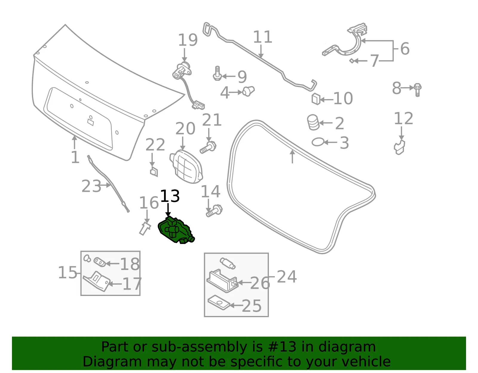 Trunk Lock Actuator Motor - Kia (81230-2F010) - view 2