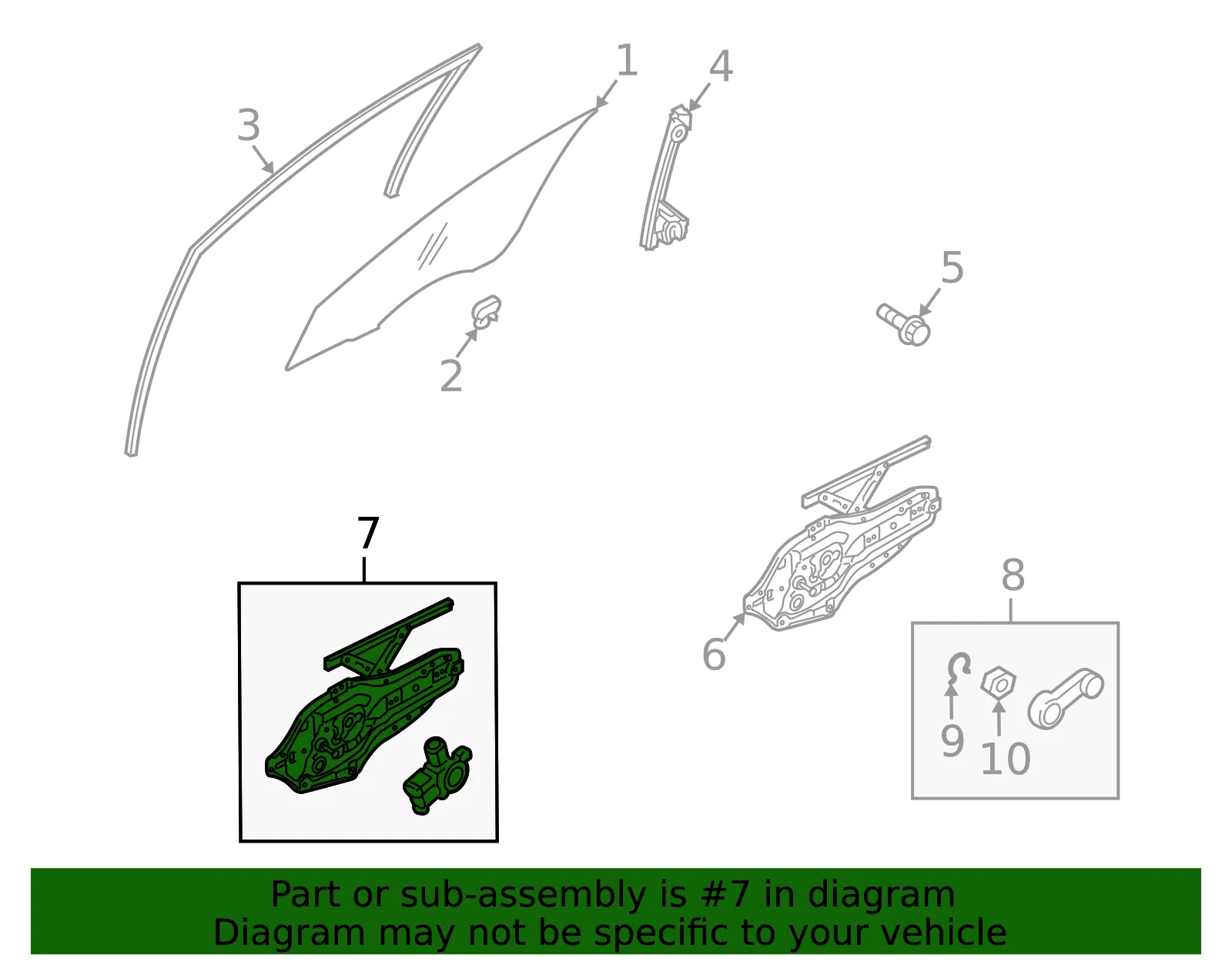Regulator Module - Passenger Side (RH) - Kia (82402-1M010) - view 2