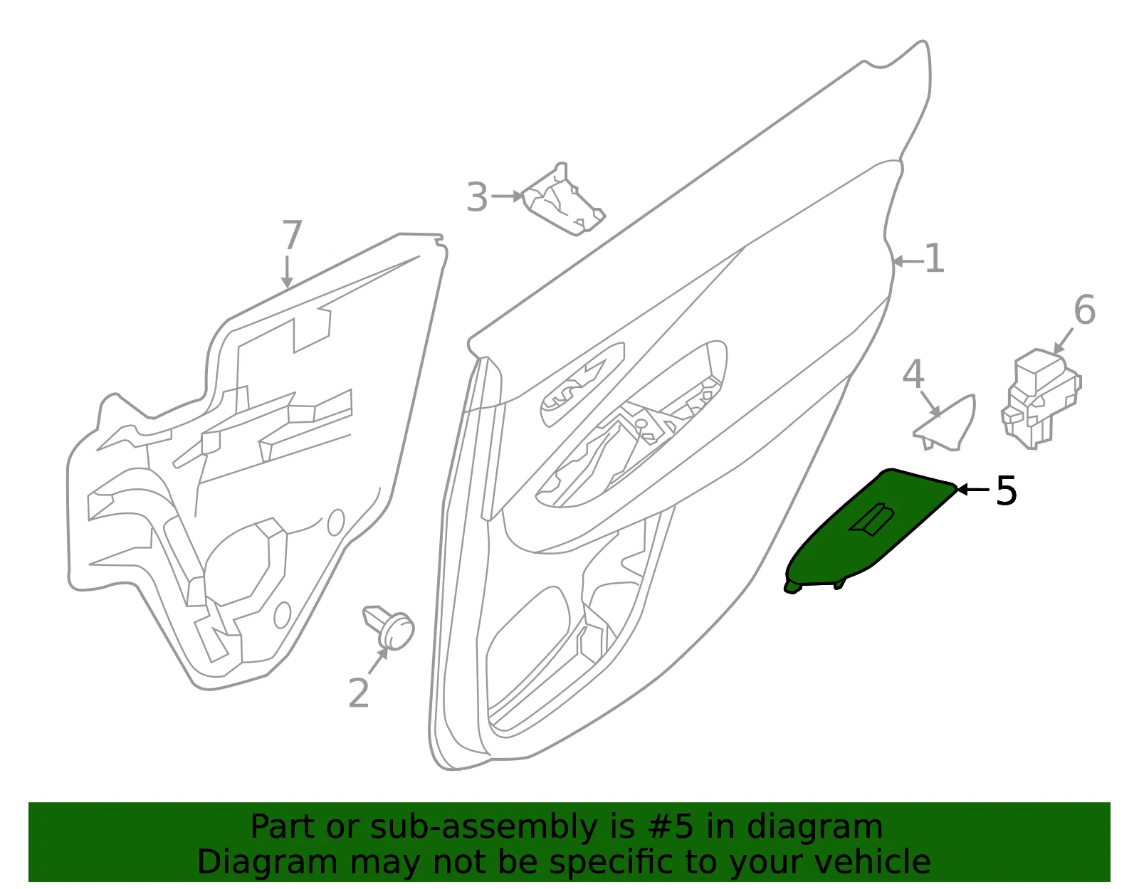 Door Switch Trim Panel - Nissan (82960-5AA1A) - view 2