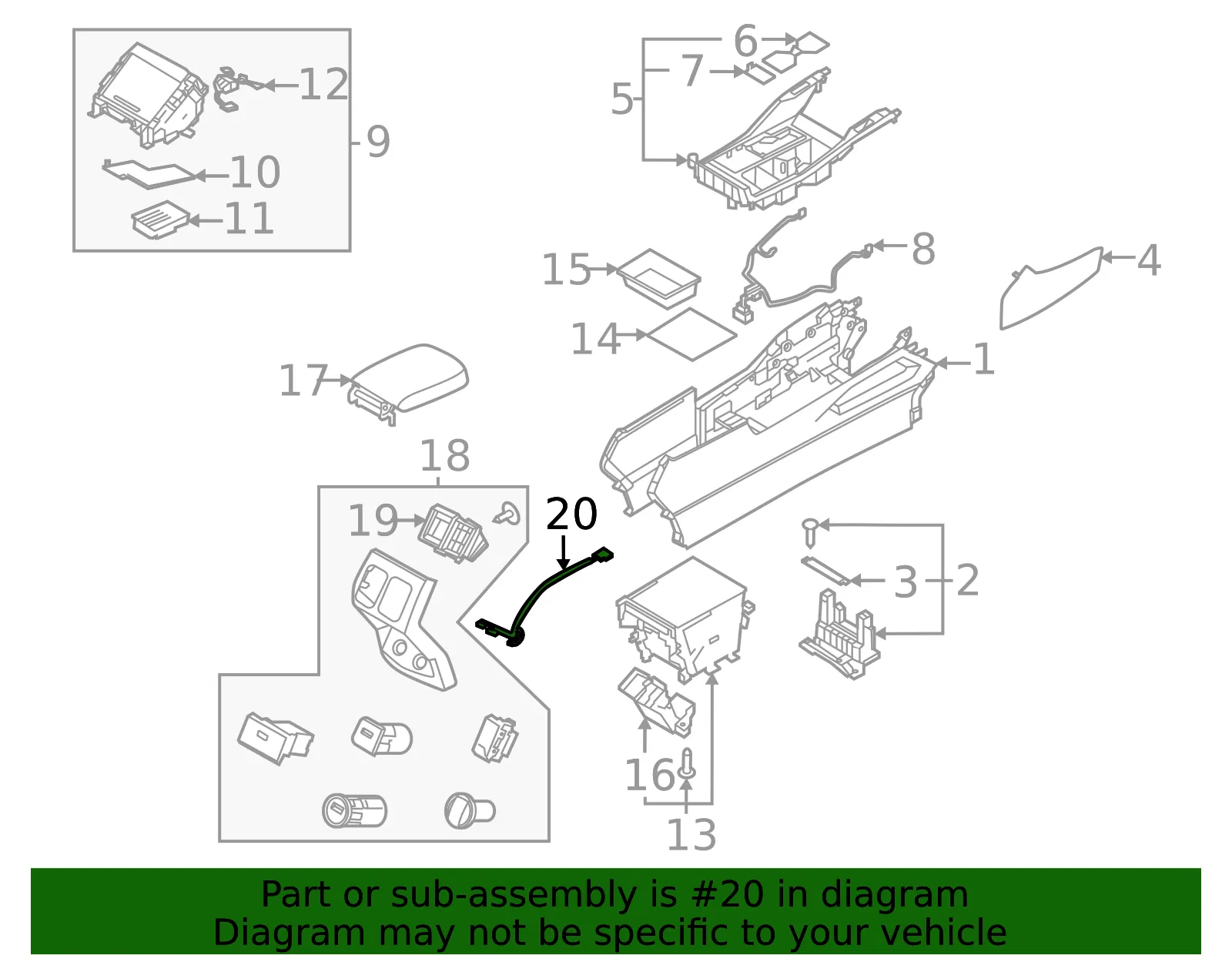 Console Wiring Harness - Kia (84625-P2AA0) - view 2