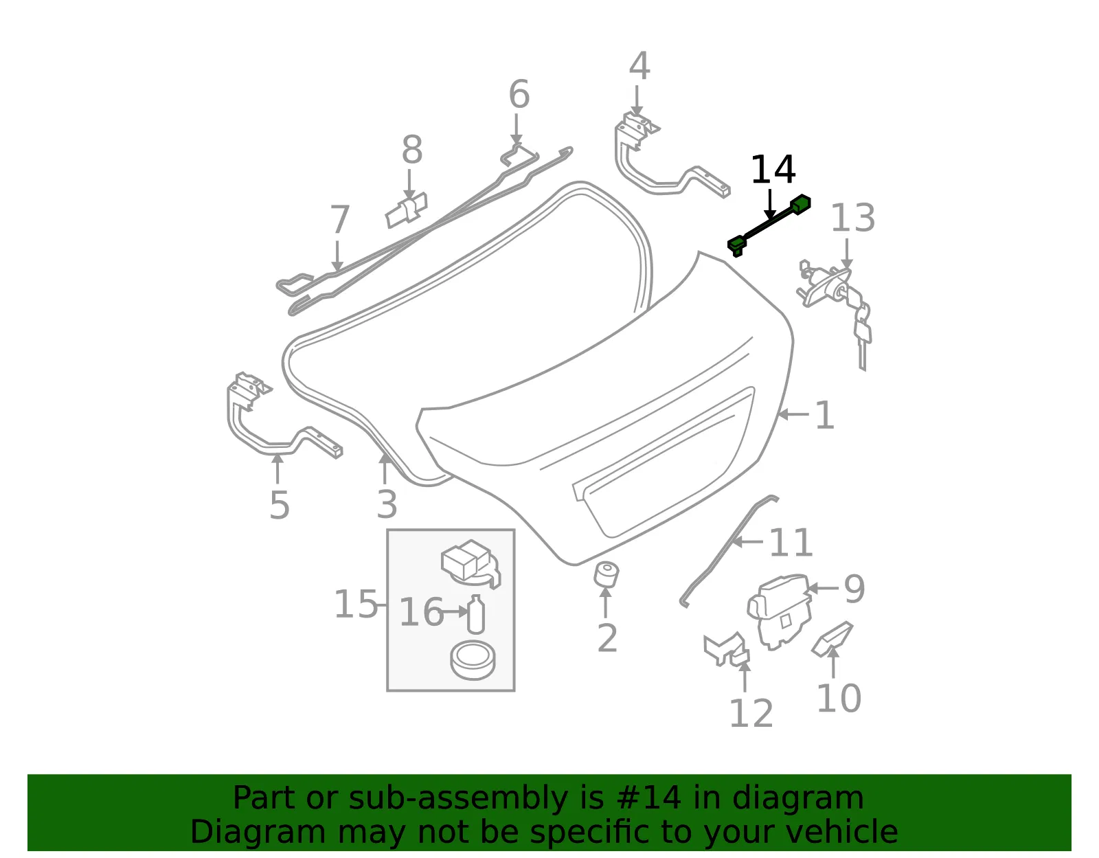 Trunk Lid Cylinder Switch Assembly - Nissan (84665-EL40A) - view 2