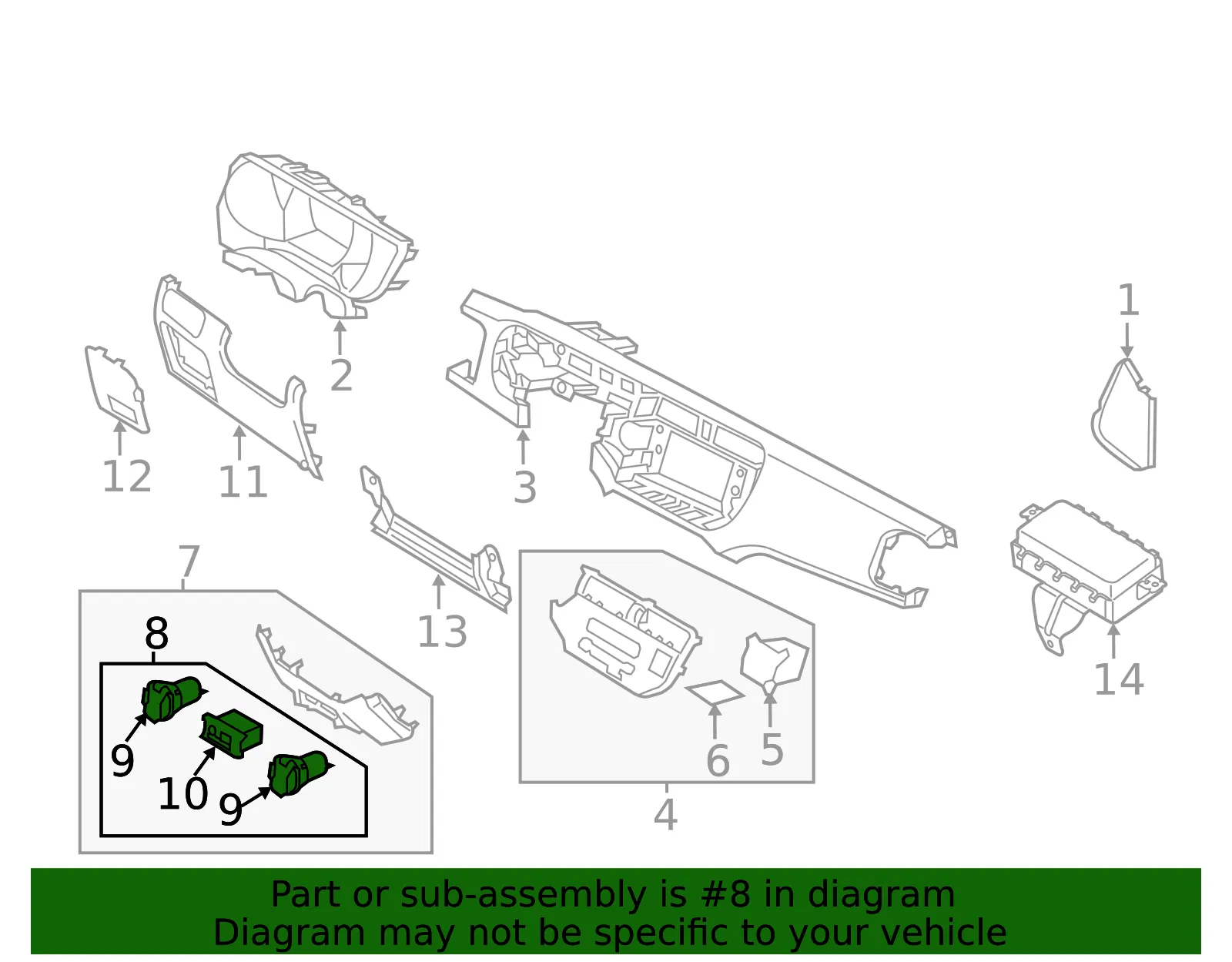 Switch Assembly - Kia (84762-1W050WK) - view 2