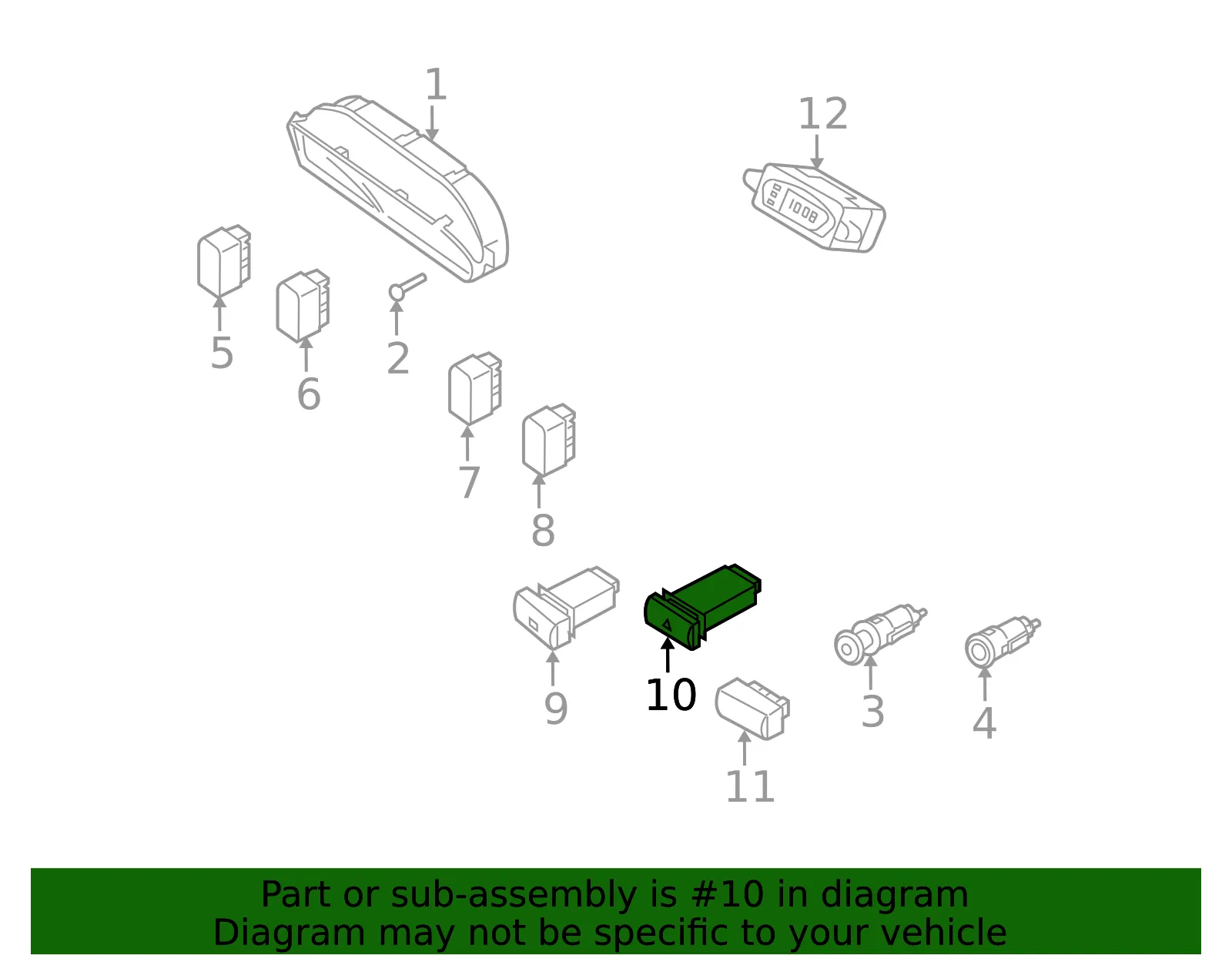 Hazard Switch - Kia (84776-FD000) - view 2