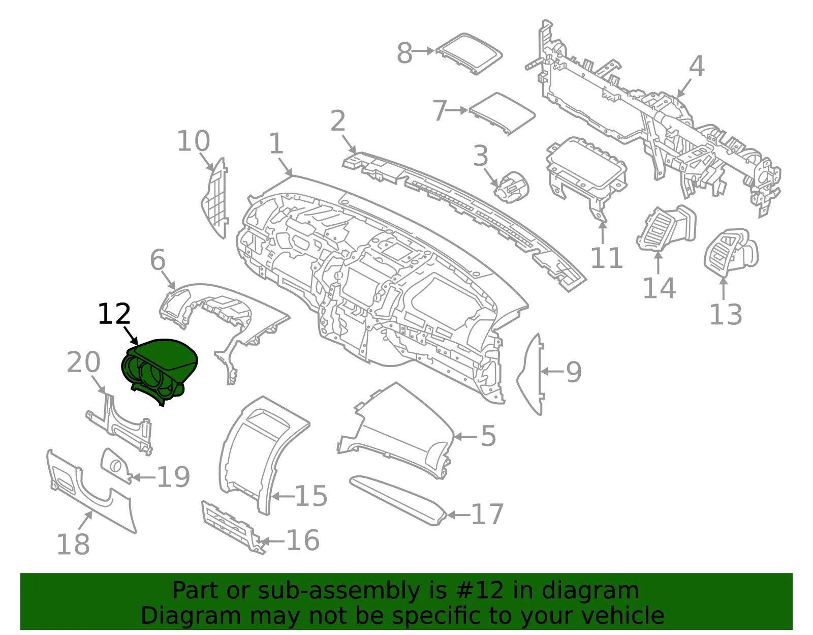 Cluster Bezel - Kia (84830-2P200VA) - view 2