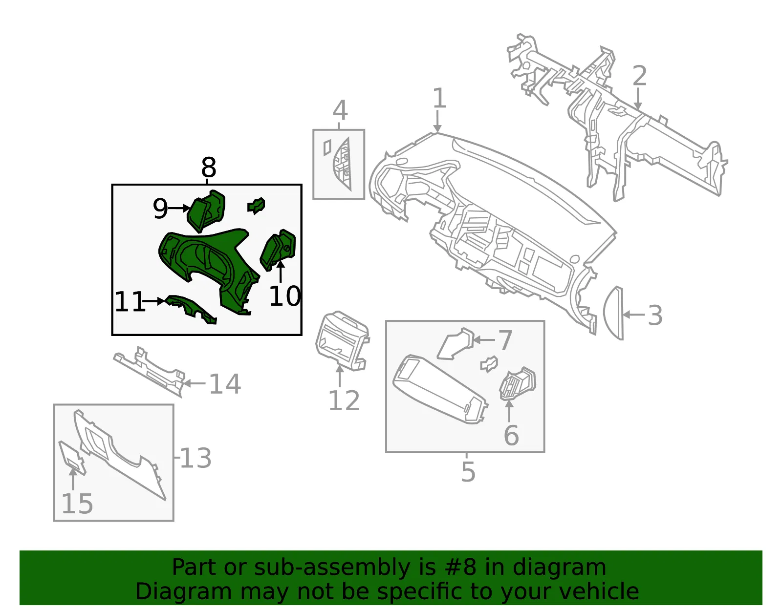 Cluster Panel - Driver's Side (LH) - Kia (84830-3W010AK5) - view 2