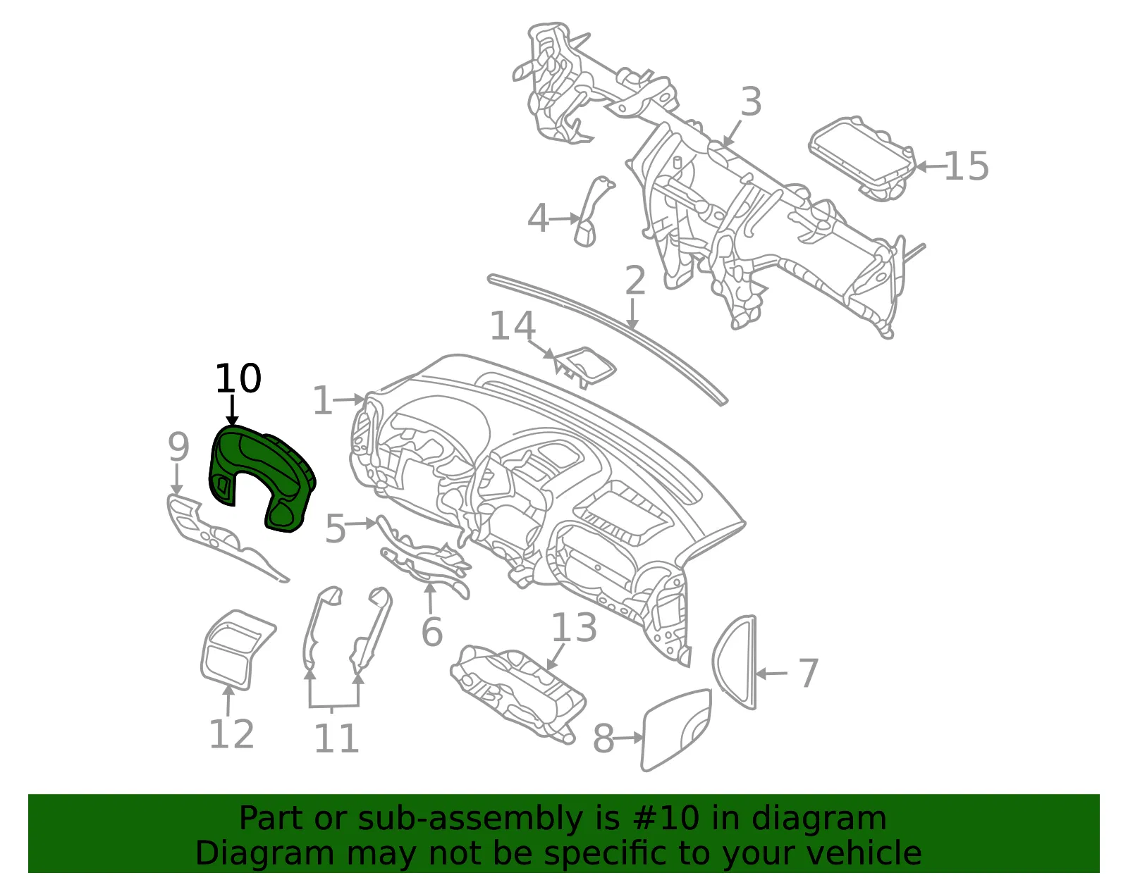 Cluster Bezel - Kia (84830-4D000BQ) - view 2
