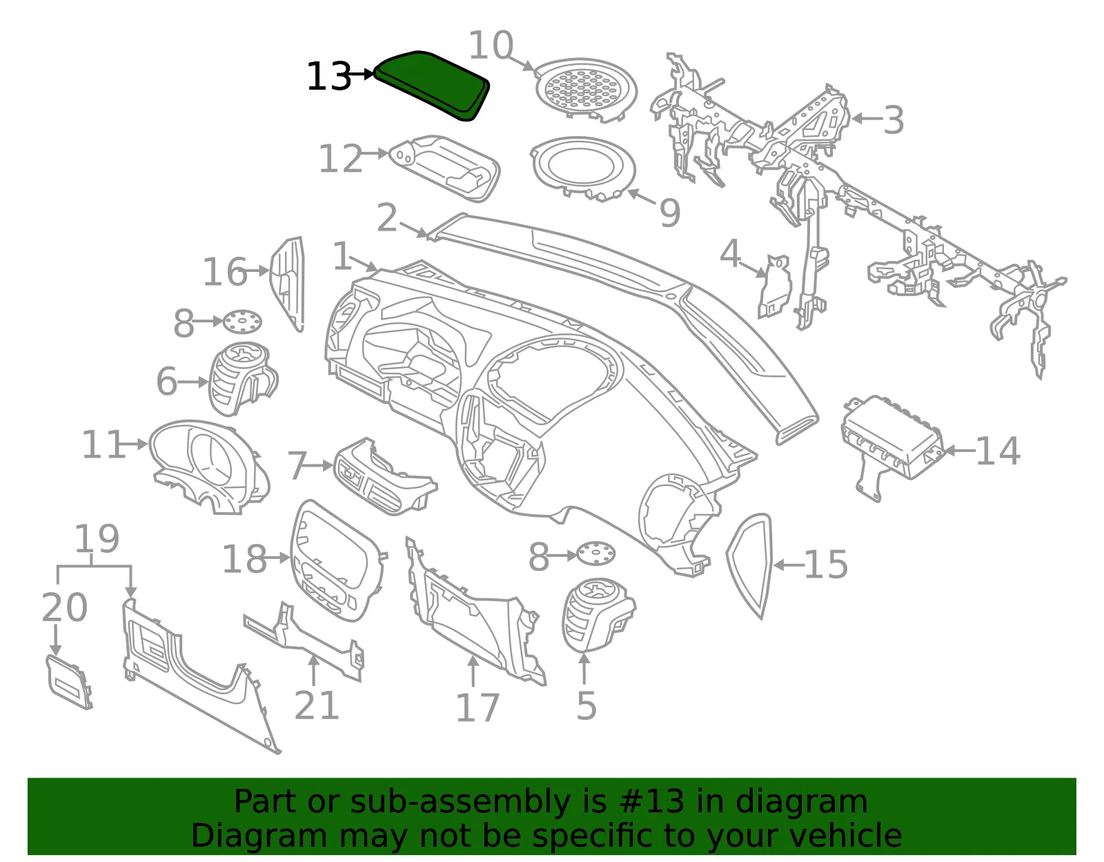 Cluster Lid - Kia (84835-B2100EGA) - view 2