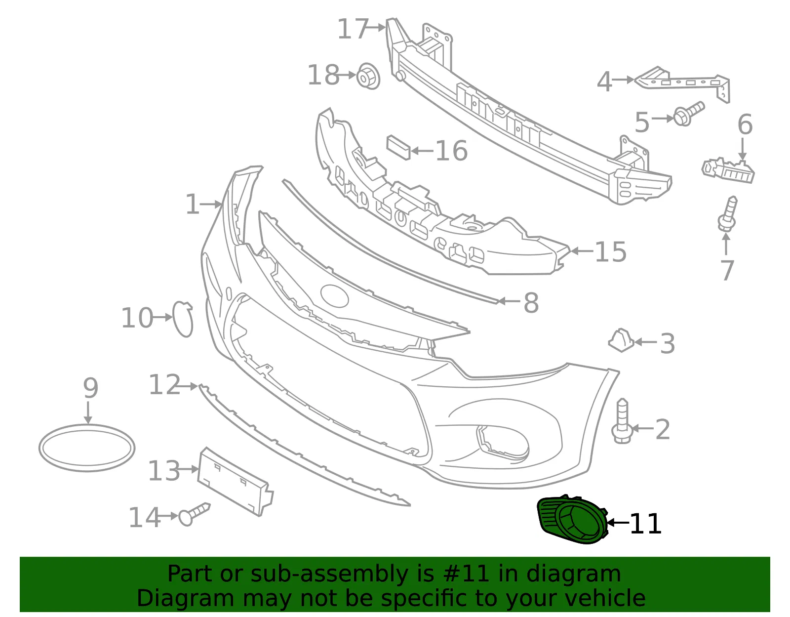 Fog Lamp Bezel - Driver's Side (LH) - Kia (86563-A7250) - view 2
