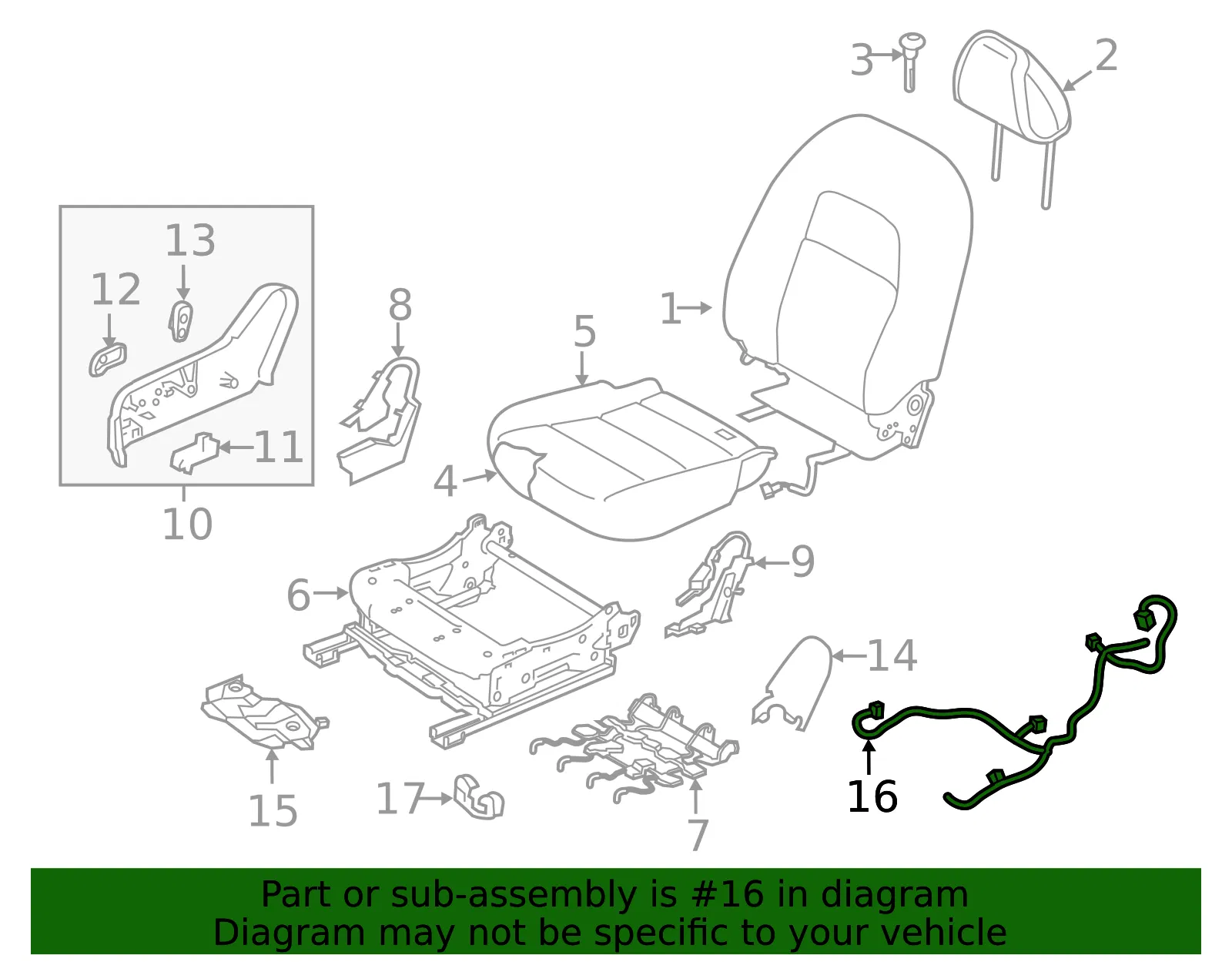 Power Seat Wiring Harness - Nissan (87019-6CC3A) - view 2