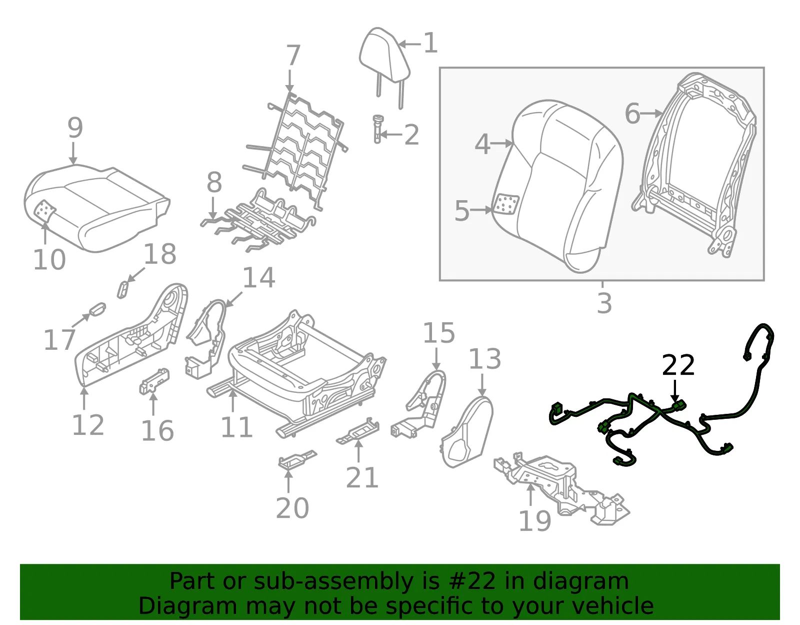 Power Seat Wiring Harness - Nissan (87019-6RA0A) - view 2