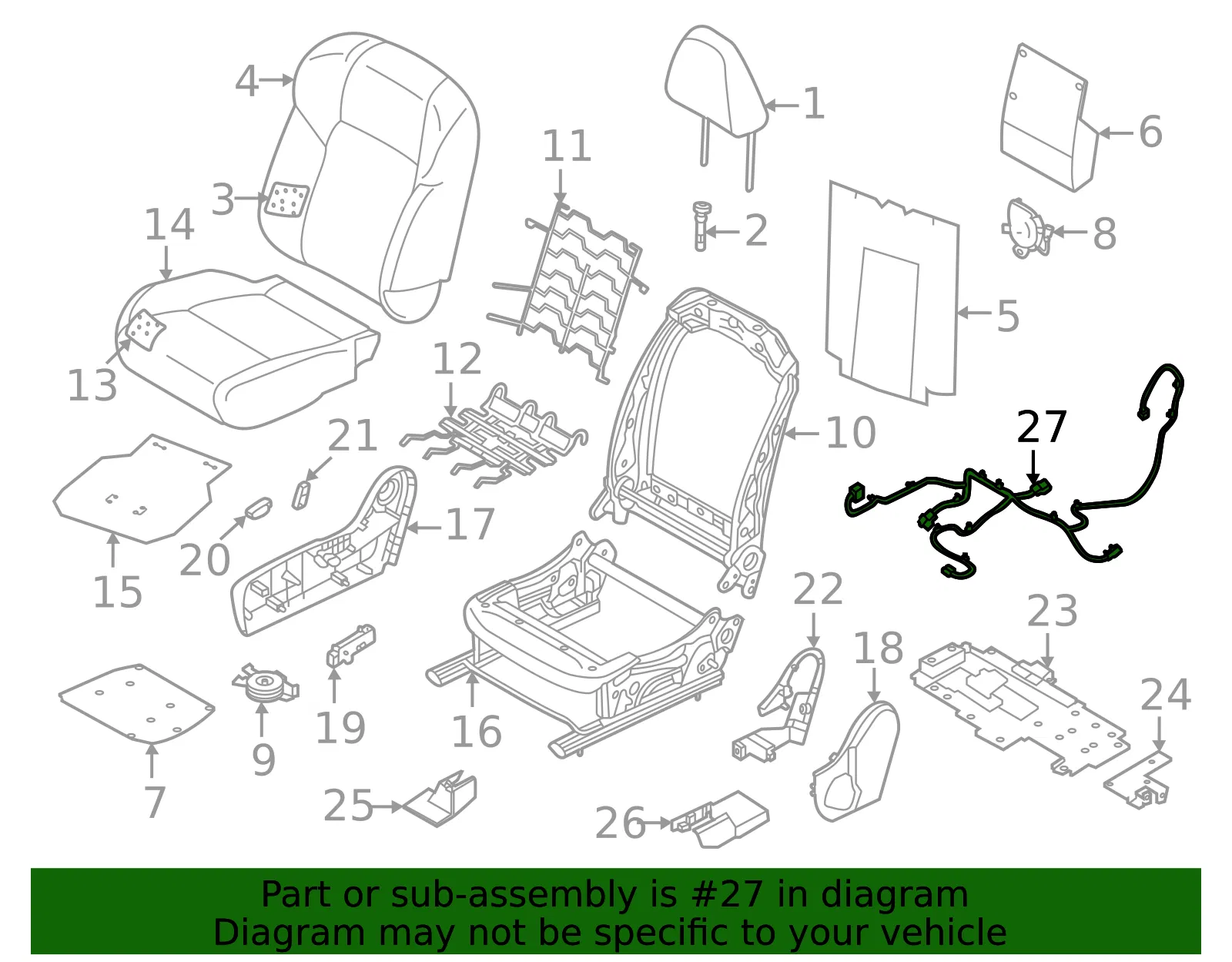 Power Seat Wiring Harness - Nissan (87019-6TB0A) - view 2