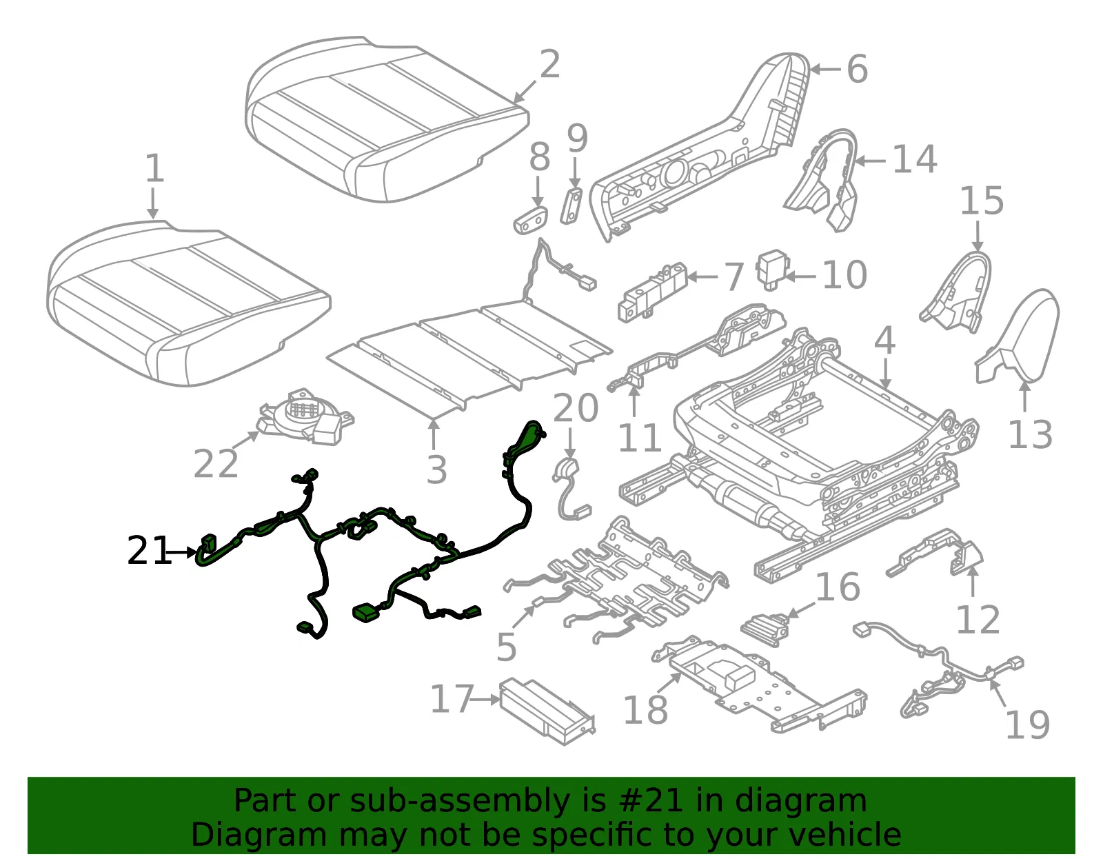 Power Seat Wiring Harness - Nissan (87019-7BF0A) - view 2