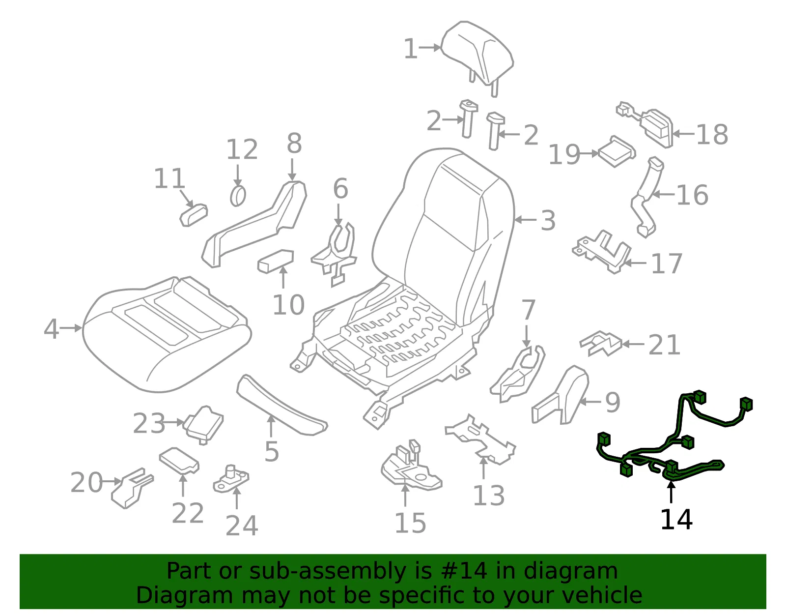 Power Seat Wiring Harness - Nissan (87019-9DJ1A) - view 2