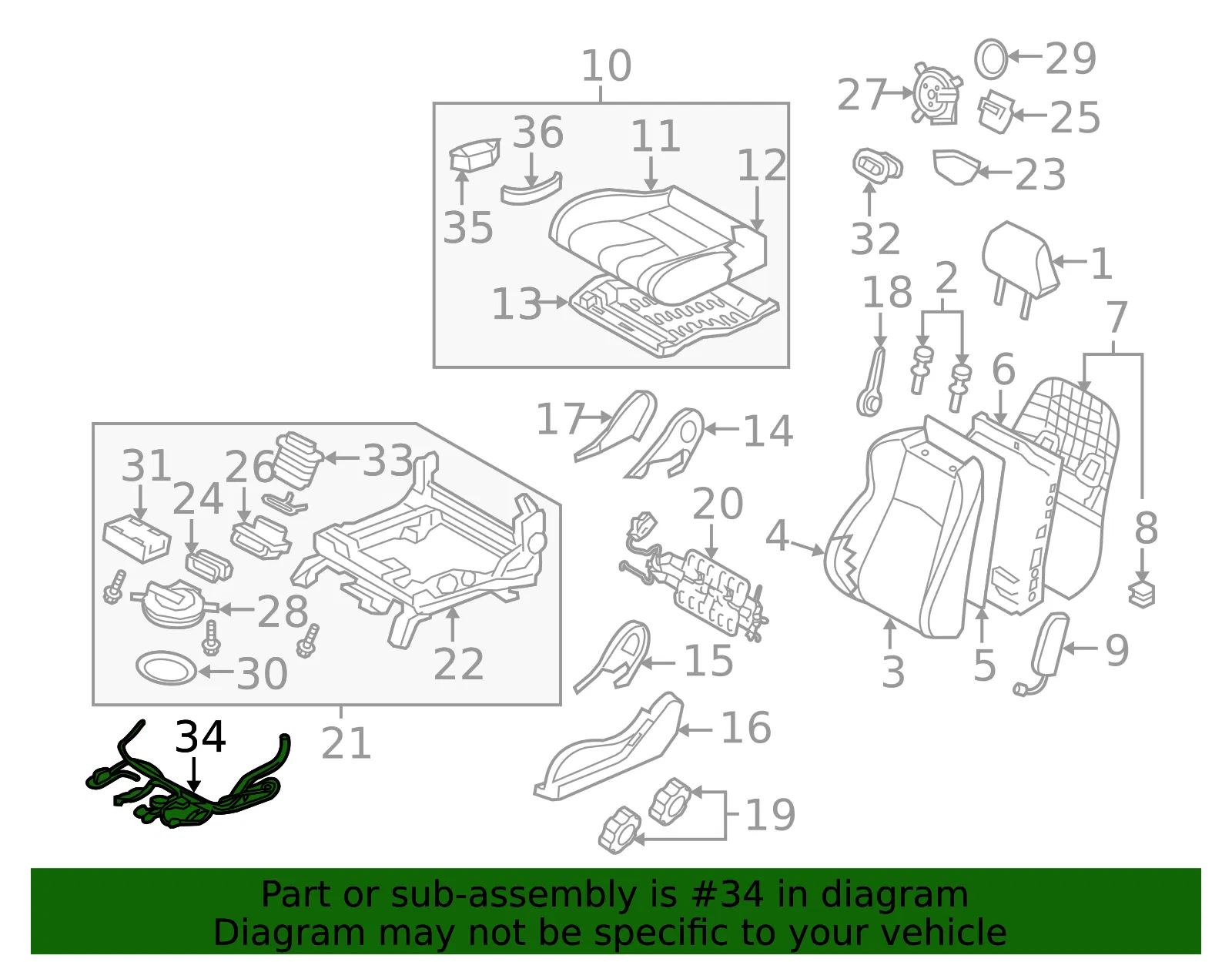 Power Seat Wiring Harness - Nissan (87069-1EJ2A) - view 2