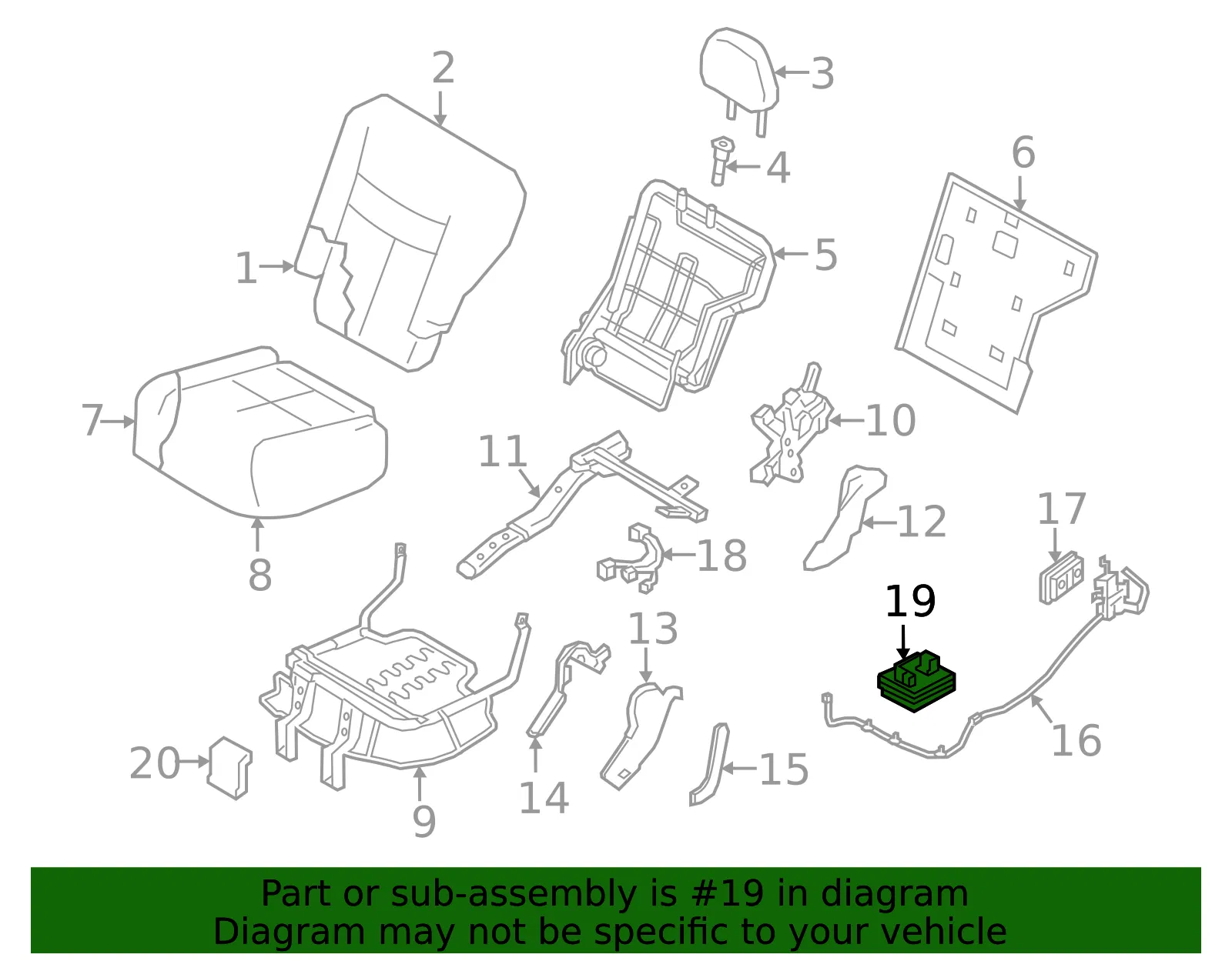 Power Seat Control Module - Nissan (873D6-5AA0A) - view 2
