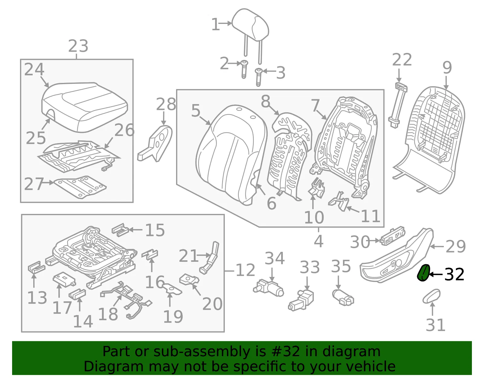 Seat Switch Knob - Kia (88198-D4000BGG) - view 2